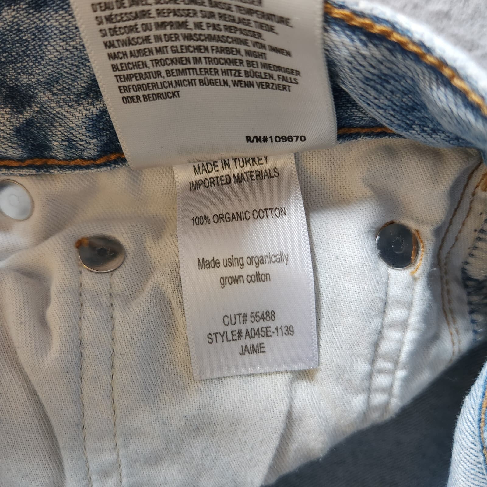 Agolde Jaime High Rise Distressed Jeans Button-Fly Organic Cotton Blue Sz.26 - Thumbnail 10