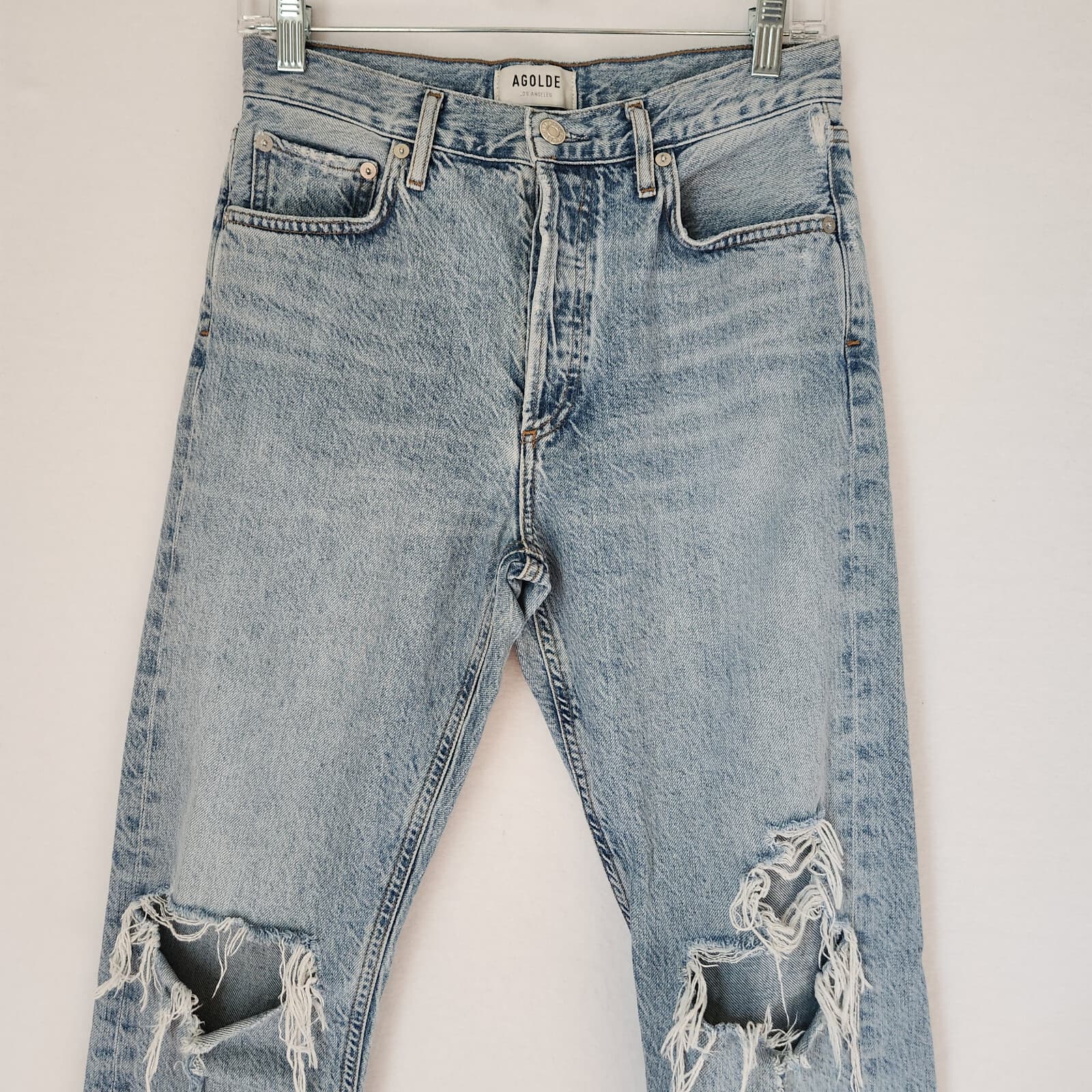 Agolde Jaime High Rise Distressed Jeans Button-Fly Organic Cotton Blue Sz.26 - Thumbnail 4