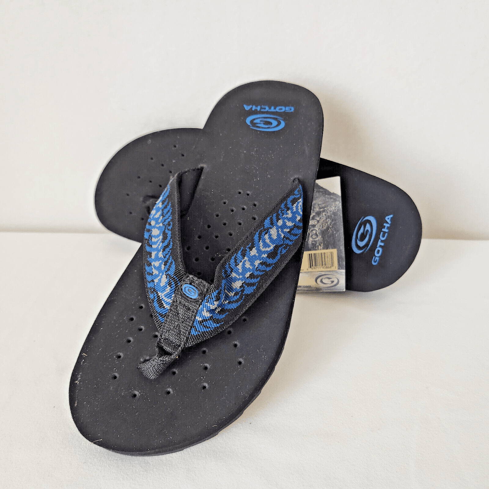 NWoB GOTCHA Vortex Beach Flip Flops Thong Sandals Cushion Foam Black Blue Mens 9 - Thumbnail 3
