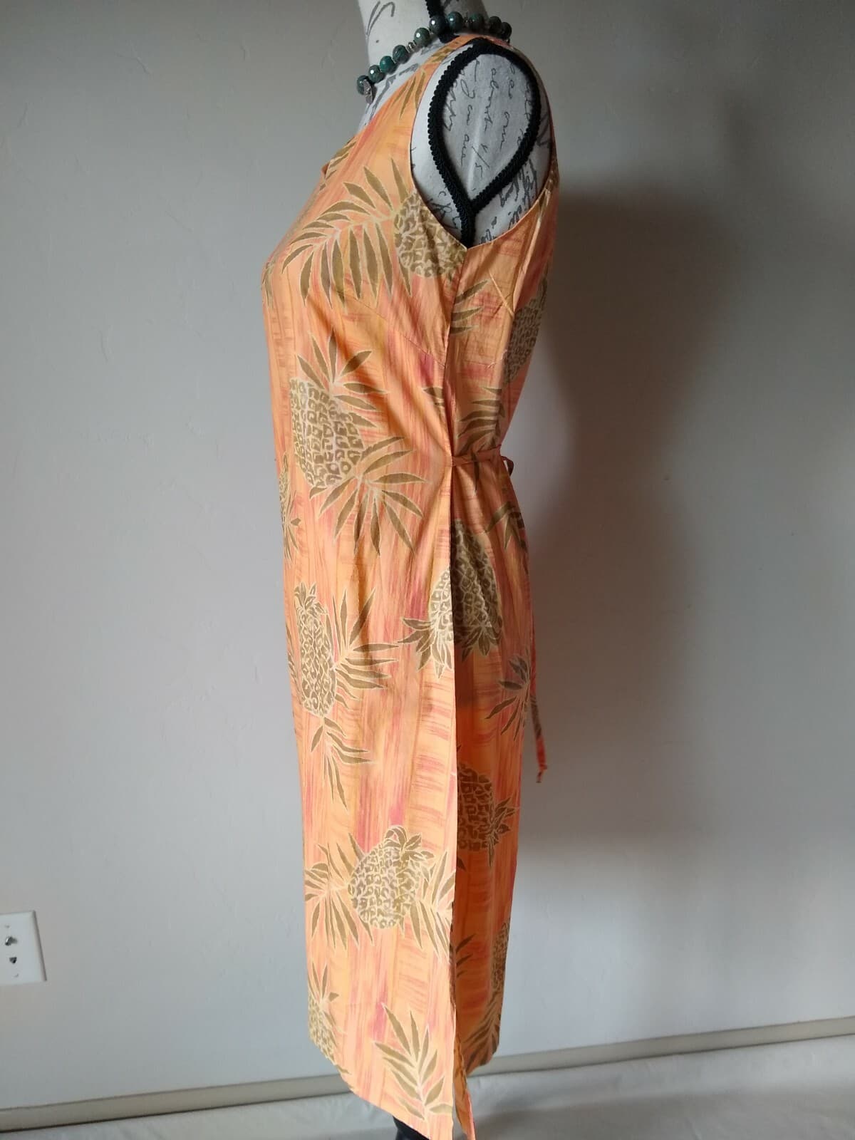Tori Richard Honolulu Hawaii Cotton Shift Dress Sleeveless Pineapple Print Sz.4 - Thumbnail 3