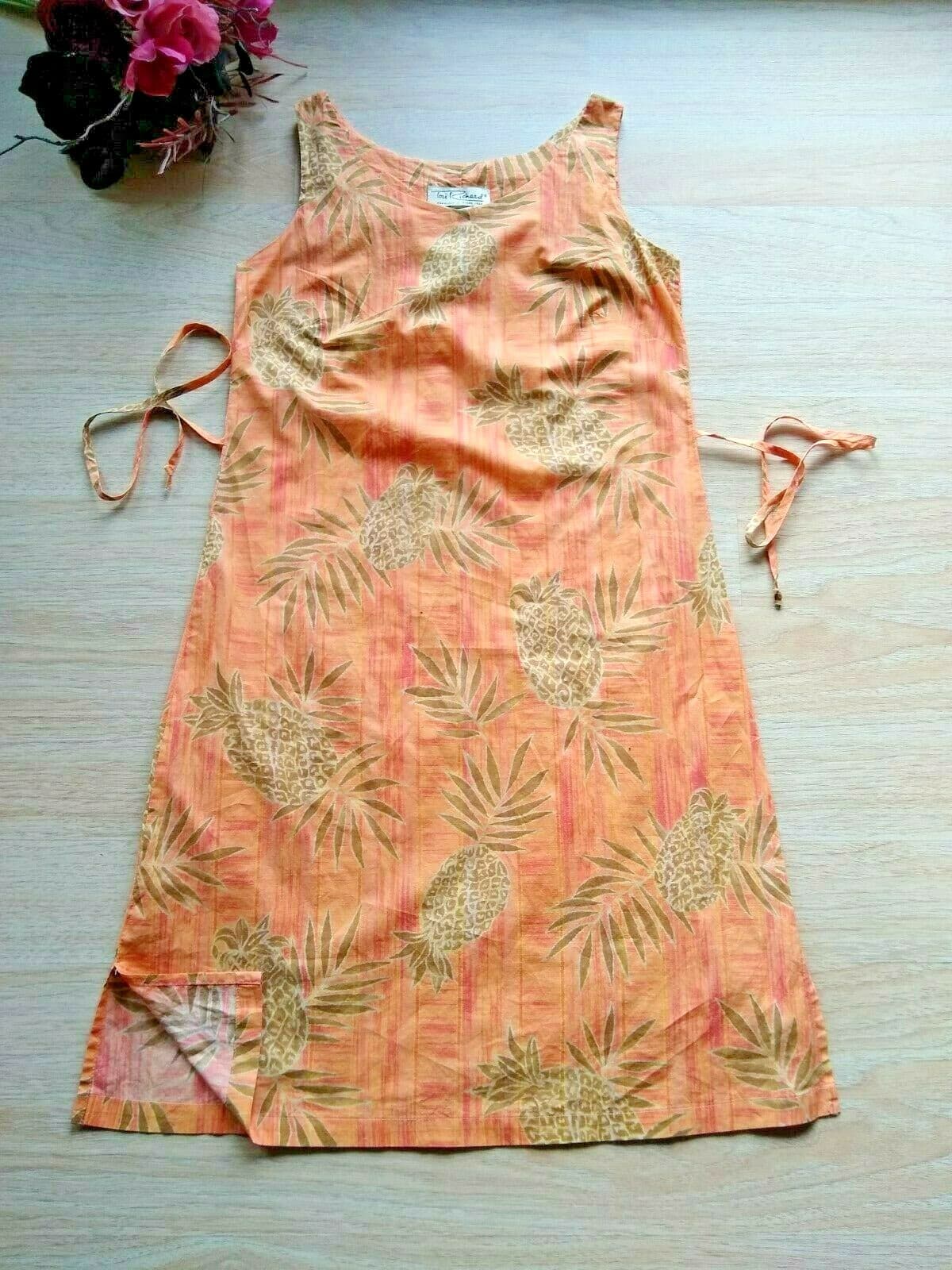 Tori Richard Honolulu Hawaii Cotton Shift Dress Sleeveless Pineapple Print Sz.4 - Thumbnail 2