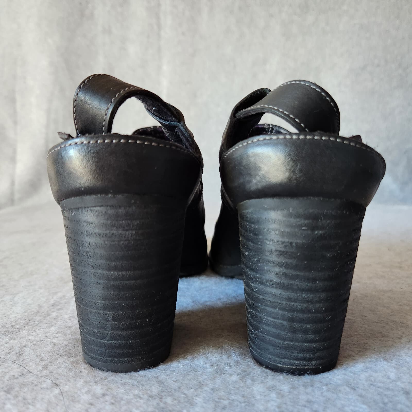 Timberland Earthkeeper Slingback Mule Wooden Block Heel Buckle Black Leather 10 - Thumbnail 5