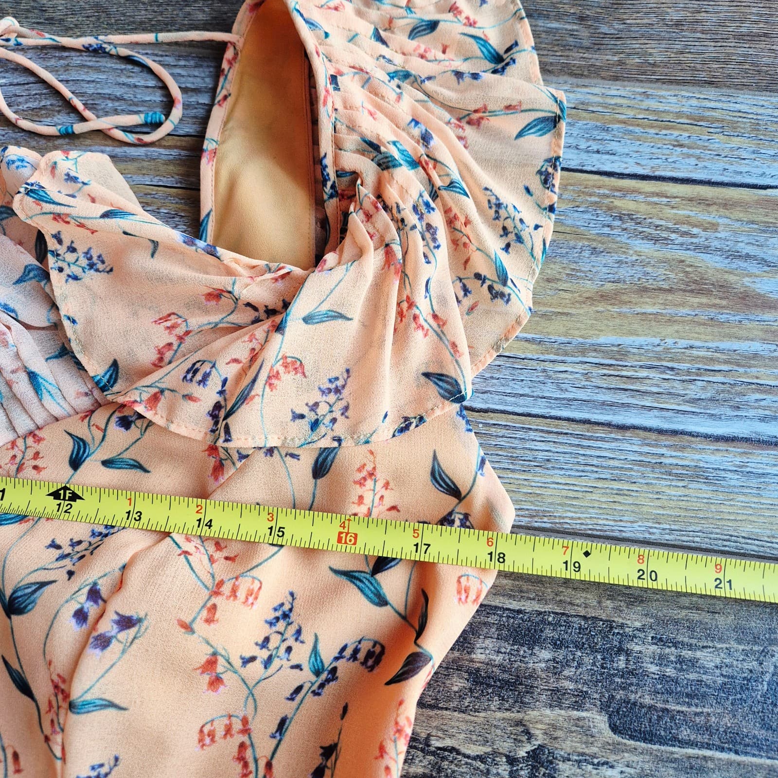 La Maison Talulah Daring Day Floral Mini Dress Ruffle Flutter Sleeve Orange Sz.L - Thumbnail 13