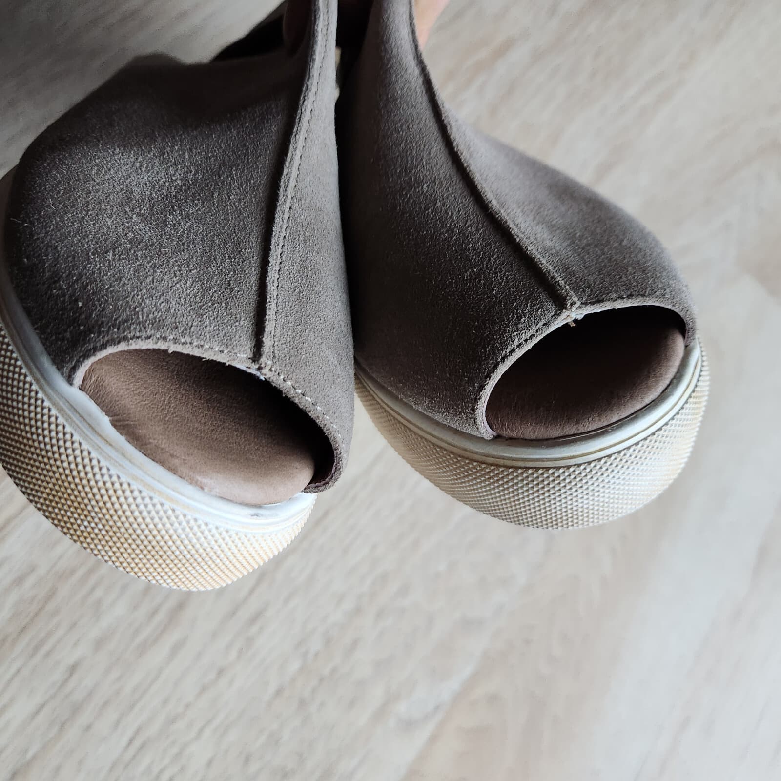 NWoB Chocolat Blu Nala Leather Platform Hi-Top Sneaker Boot Open Toe Taupe EU38 - Thumbnail 12