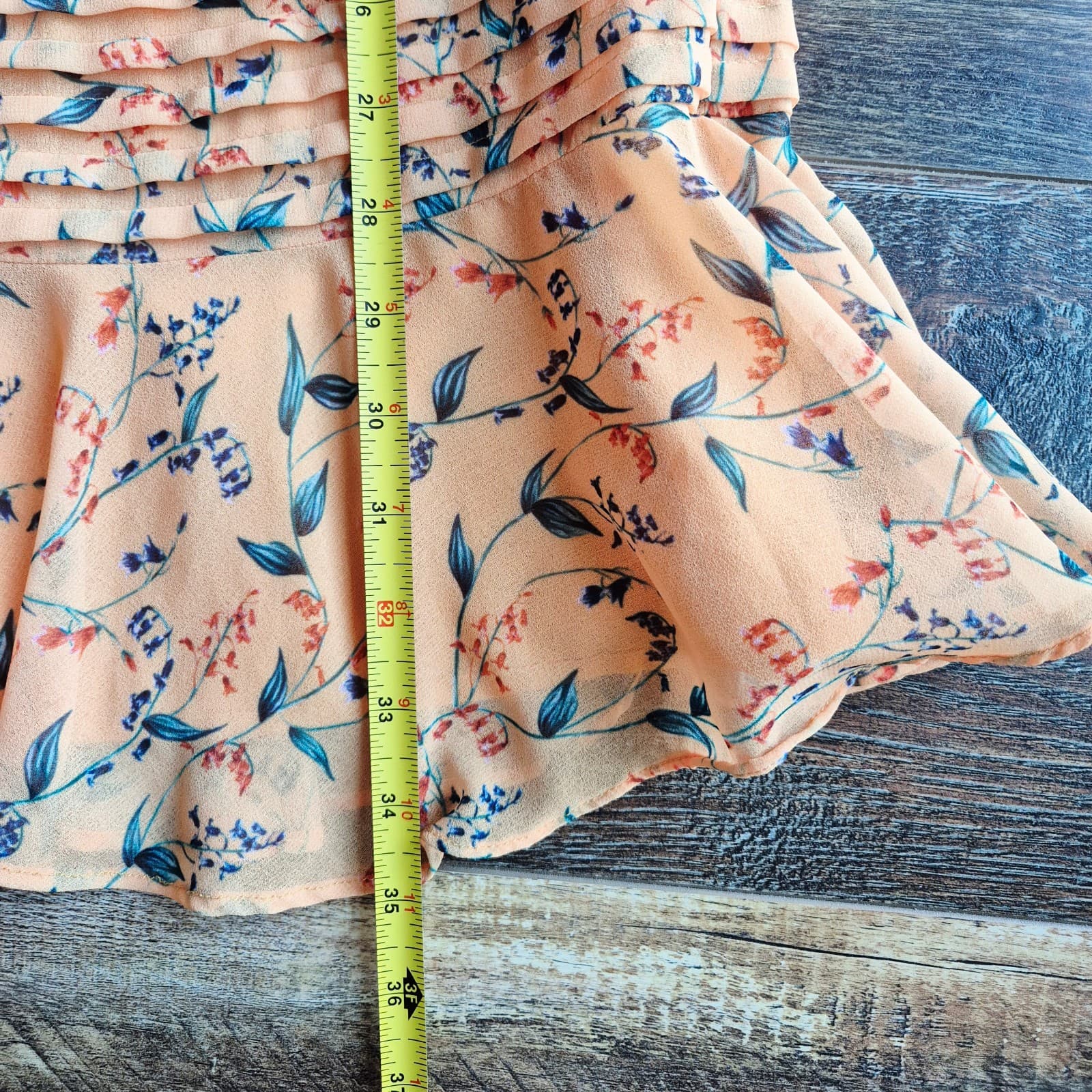 La Maison Talulah Daring Day Floral Mini Dress Ruffle Flutter Sleeve Orange Sz.L - Thumbnail 15