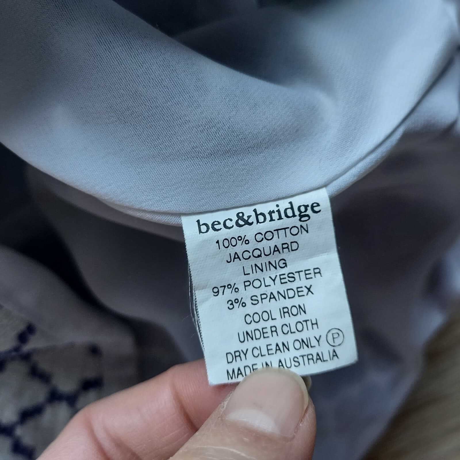 BEC & BRIDGE Drop Peplum Tank Top Zip Cotton Jacquard Blue-White Sz.8 Australia - Thumbnail 8
