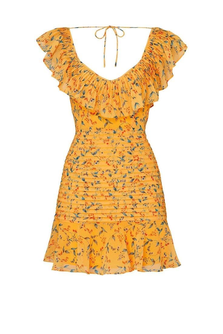 La Maison Talulah Daring Day Floral Mini Dress Ruffle Flutter Sleeve Orange Sz.L - Thumbnail 6