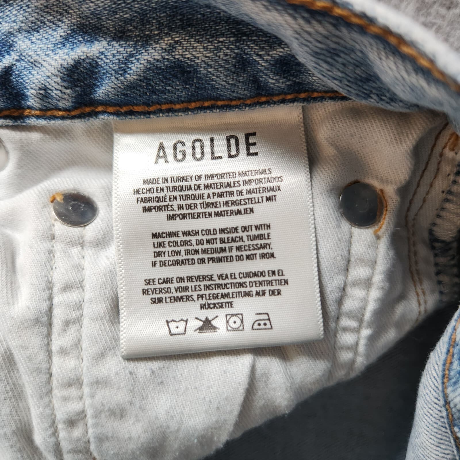 Agolde Jaime High Rise Distressed Jeans Button-Fly Organic Cotton Blue Sz.26 - Thumbnail 9