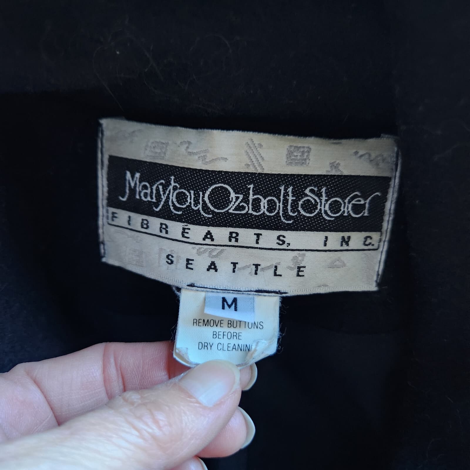 Vintage Marytou Ozbolt Storer 100% Wool Embroidered Coat Black Women M USA Made - Thumbnail 9