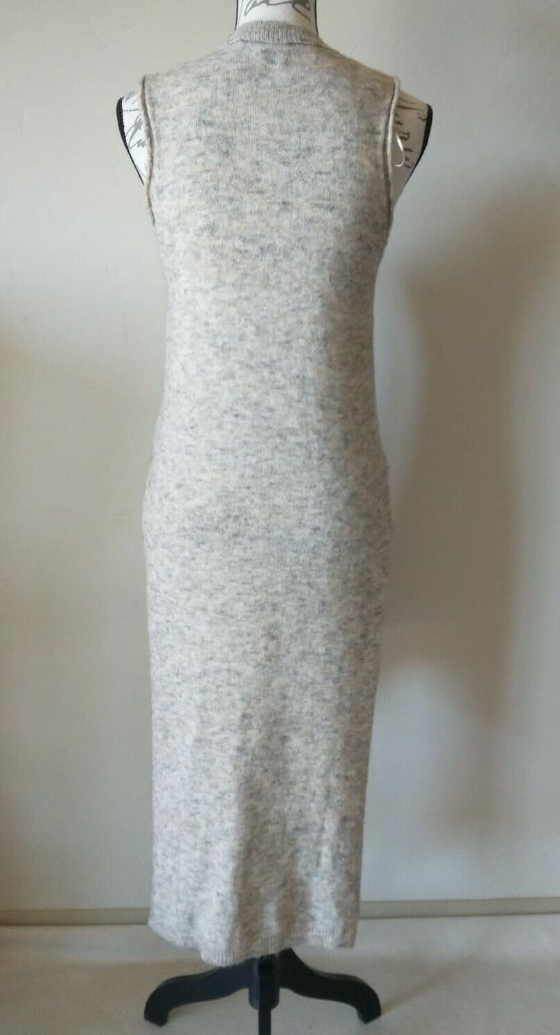 ZARA KNIT Wool Blend Tank Top Dress Side Slit Sleeveless Hi-Low V-neck Brown M - Thumbnail 7