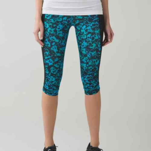Lululemon Women Stop At Nothing Crop Legging Pull On Green Black Sz.4 - Thumbnail 8