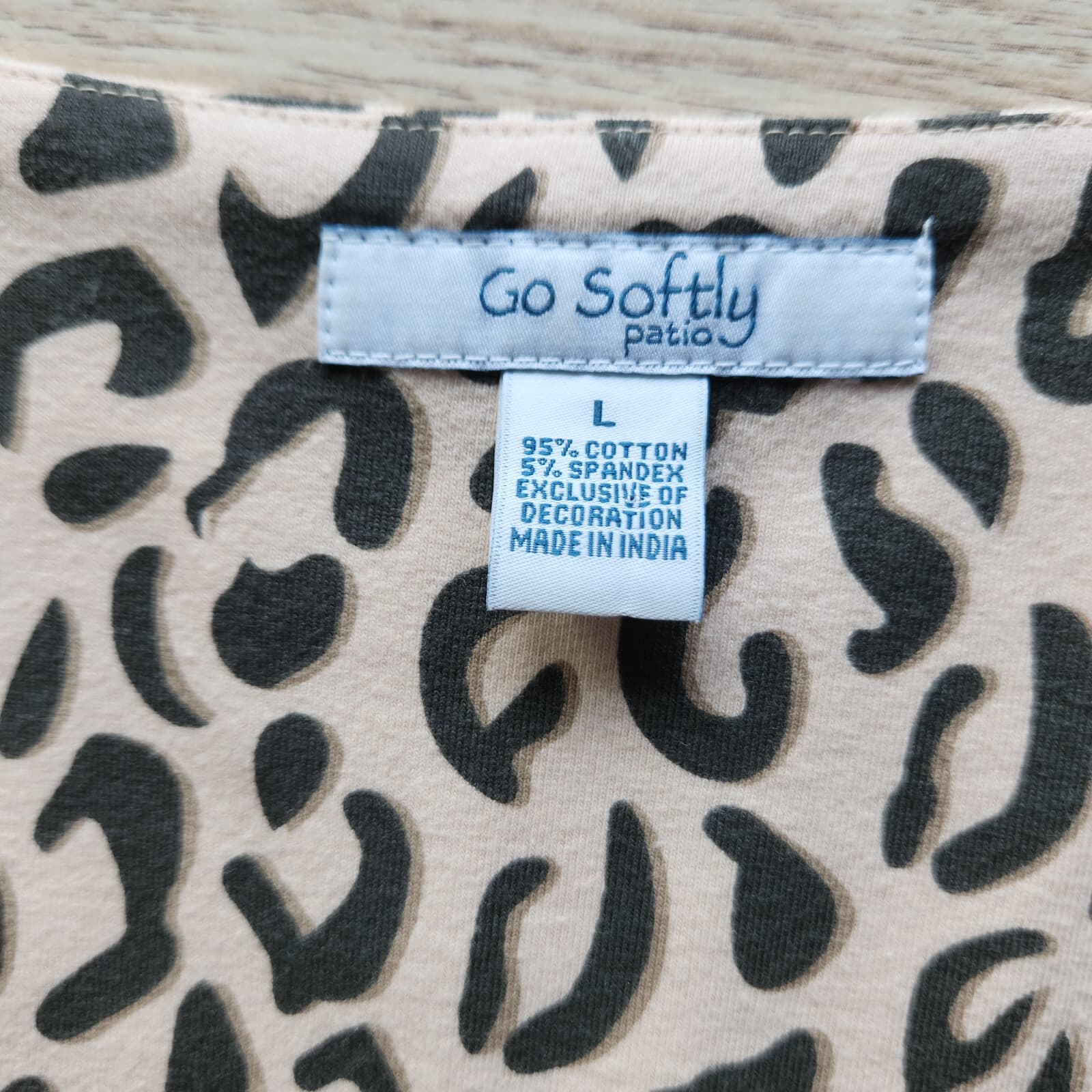 Go Softly Patio Bead Embellished Leopard House Dress Zip Pocket Knit Beige Sz.L - Thumbnail 8
