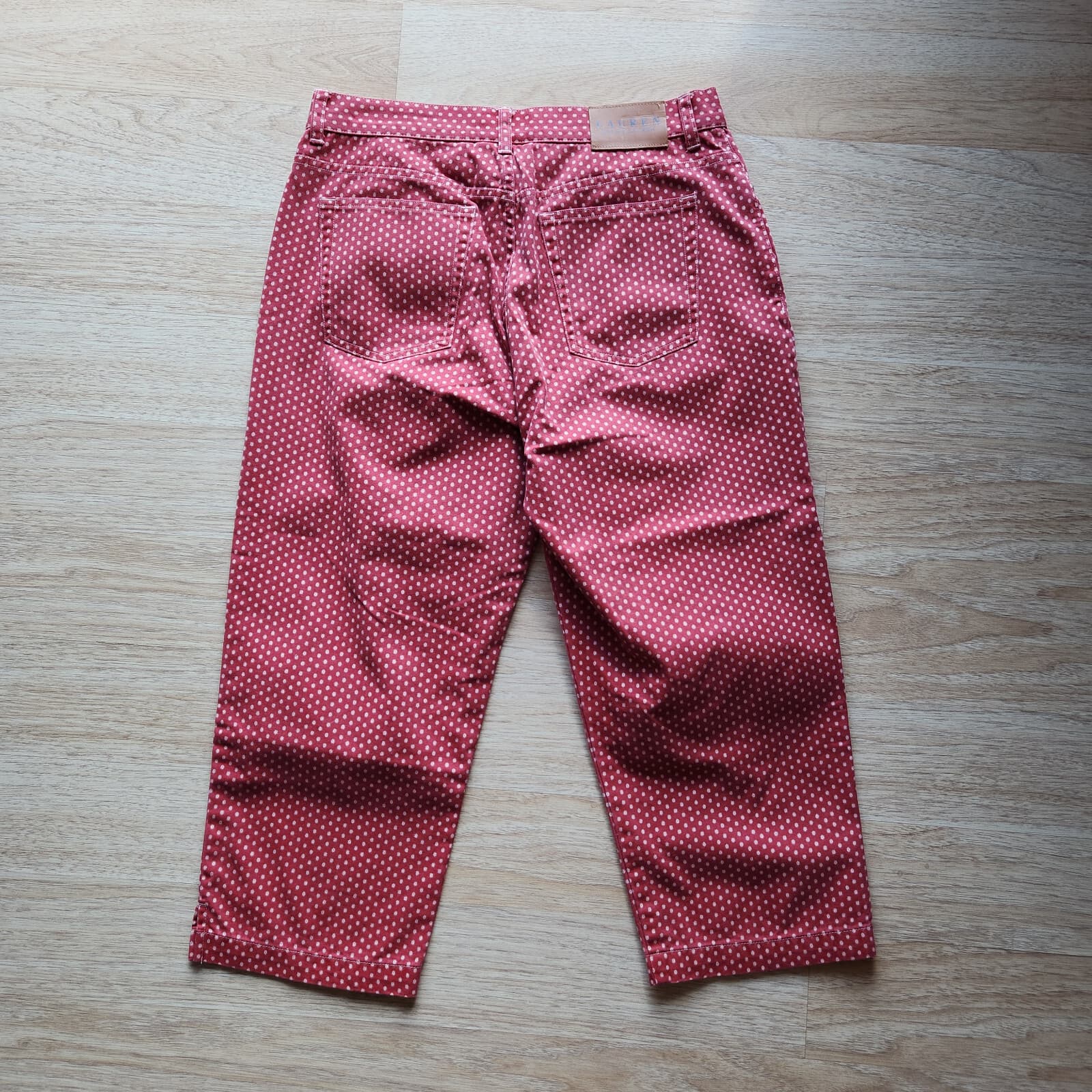 Vintage Lauren Ralph Lauren Polka Dot Red White Denim Crop Pants Cotton Zip Sz.8 - Thumbnail 5