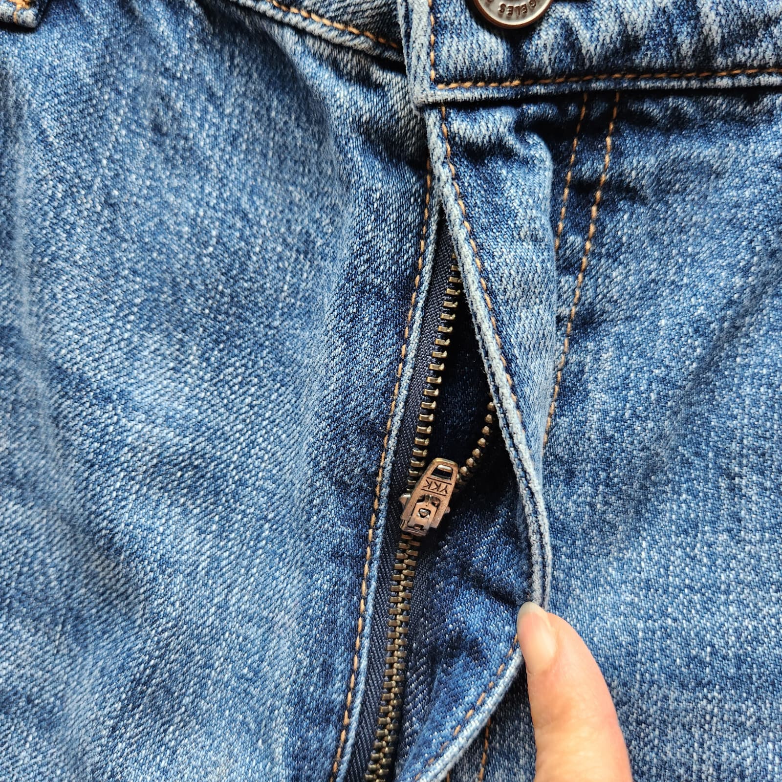 Kancan Bobbie Ultra High Rise Straight Leg Jean Distress Marbled Wash Blue 11/29 - Thumbnail 6
