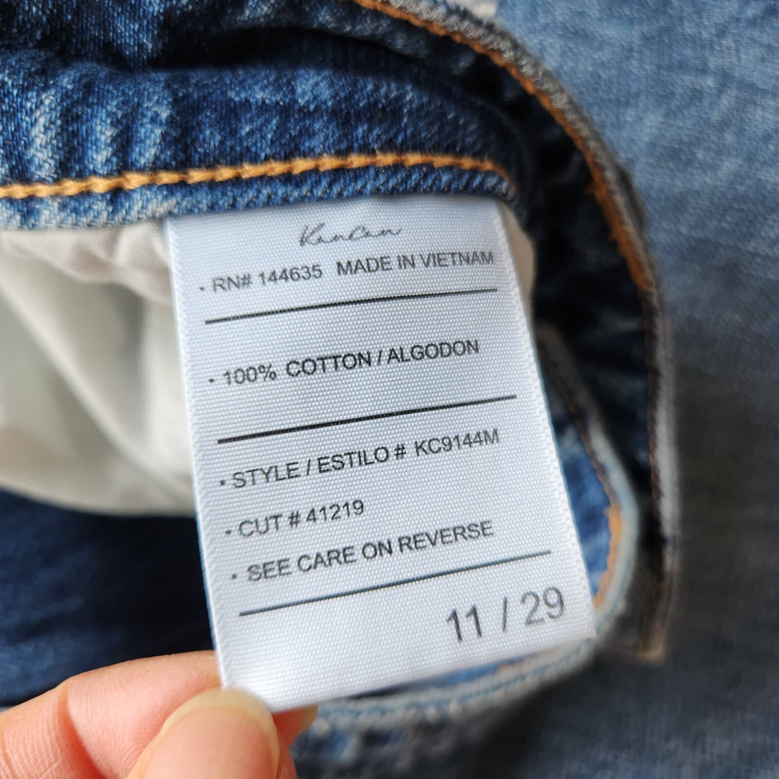 Kancan Bobbie Ultra High Rise Straight Leg Jean Distress Marbled Wash Blue 11/29 - Thumbnail 10