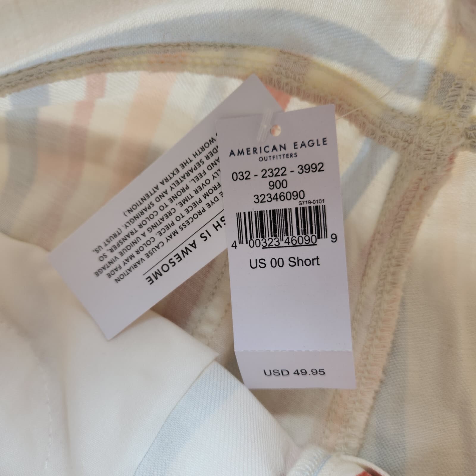 NWT American Eagle High Rise Mom Jean Zip Multicolor Striped 00/24 Short $50 - Thumbnail 8