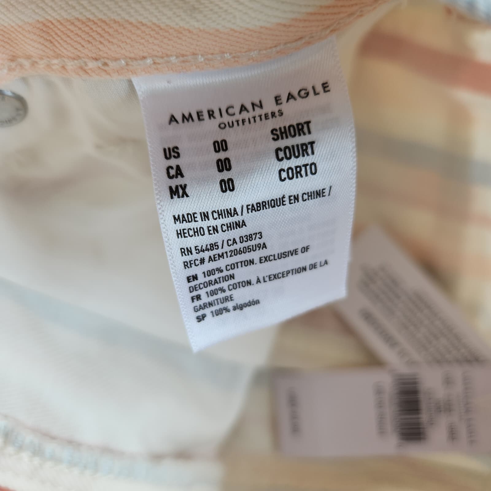 NWT American Eagle High Rise Mom Jean Zip Multicolor Striped 00/24 Short $50 - Thumbnail 9