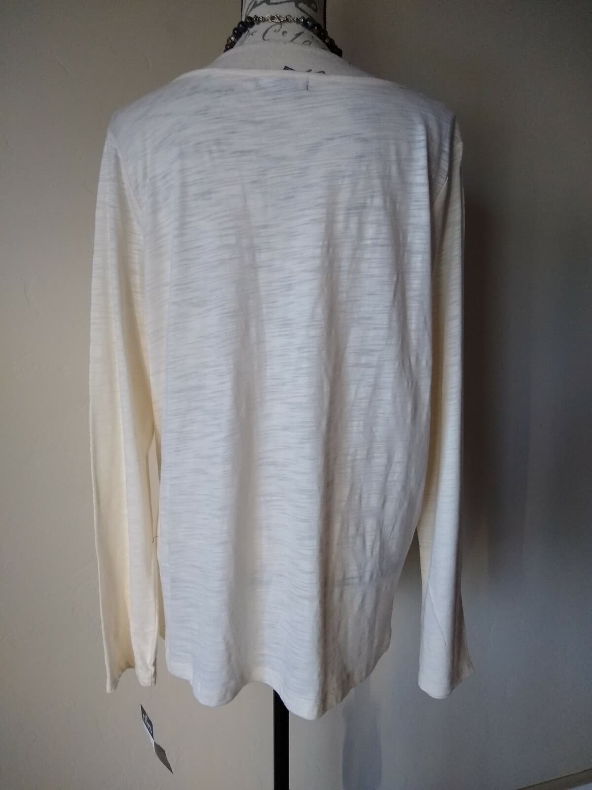 CHAPS NWT Knit Top Blouse Long Sleeves Embroidered V-neck Ivory Sz.XL - Thumbnail 5