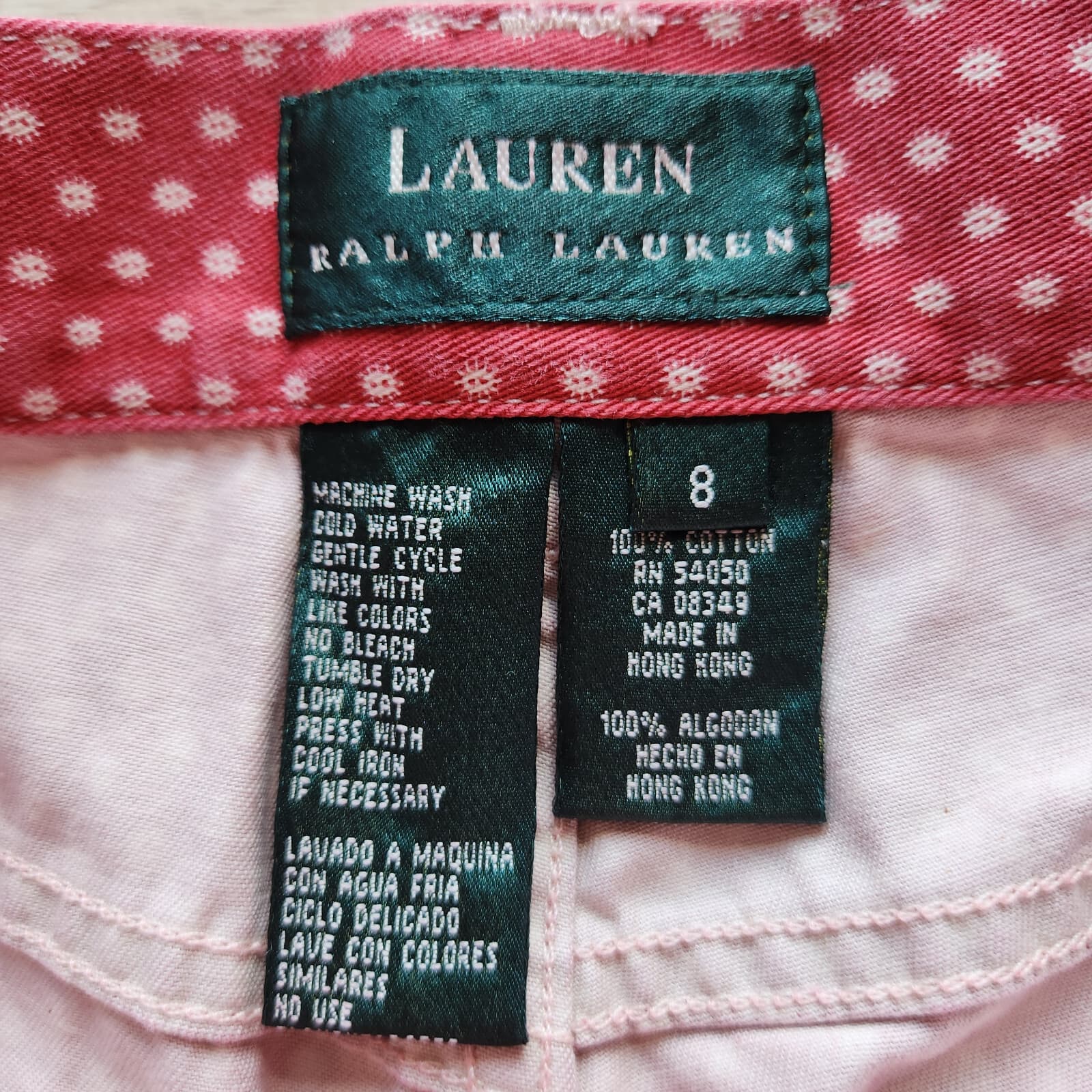 Vintage Lauren Ralph Lauren Polka Dot Red White Denim Crop Pants Cotton Zip Sz.8 - Thumbnail 7
