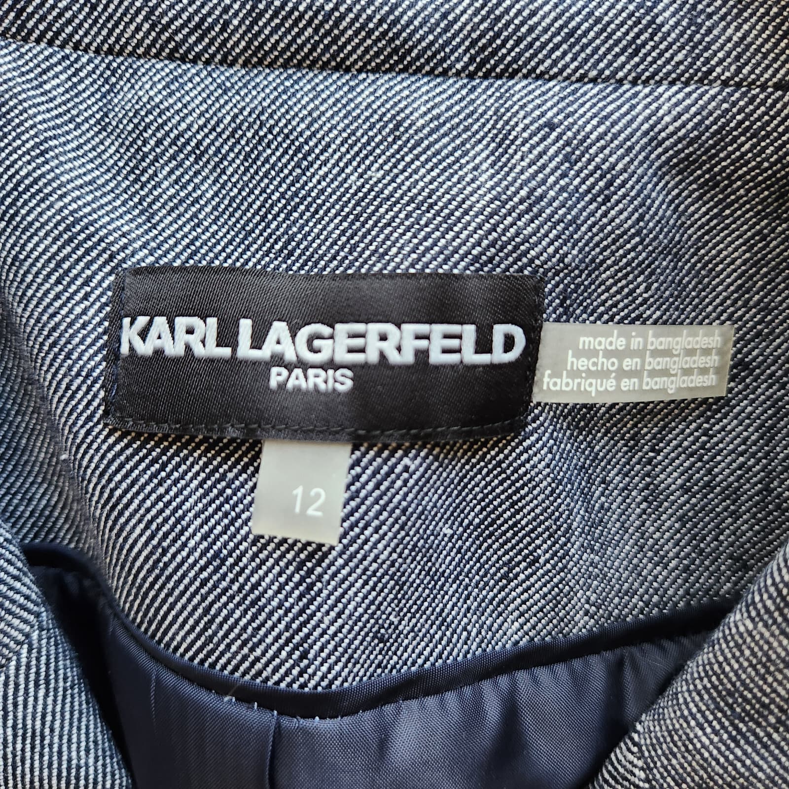 NWoT Karl Lagerfeld Paris $189 Linen Cotton Double Breasted Blazer Blue Sz.12 - Thumbnail 10