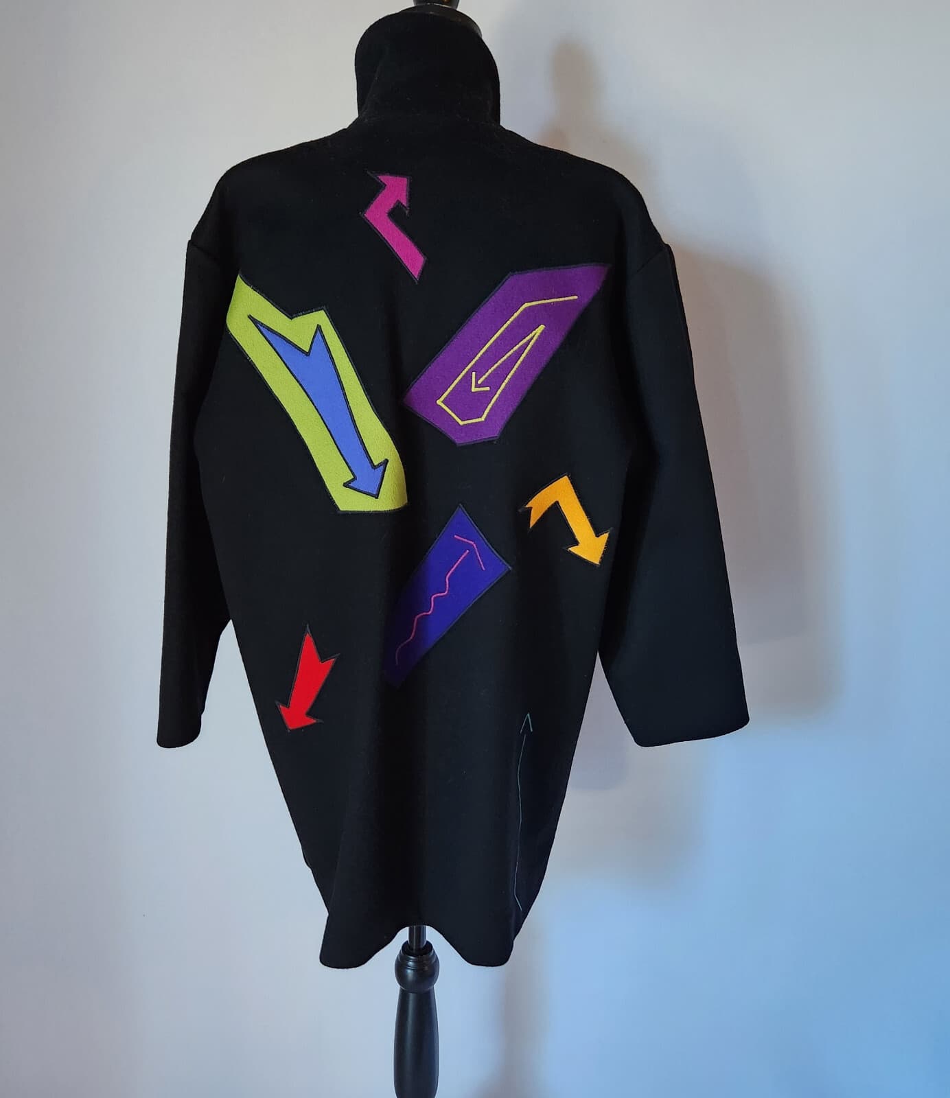 Vintage Marytou Ozbolt Storer 100% Wool Embroidered Coat Black Women M USA Made - Thumbnail 6