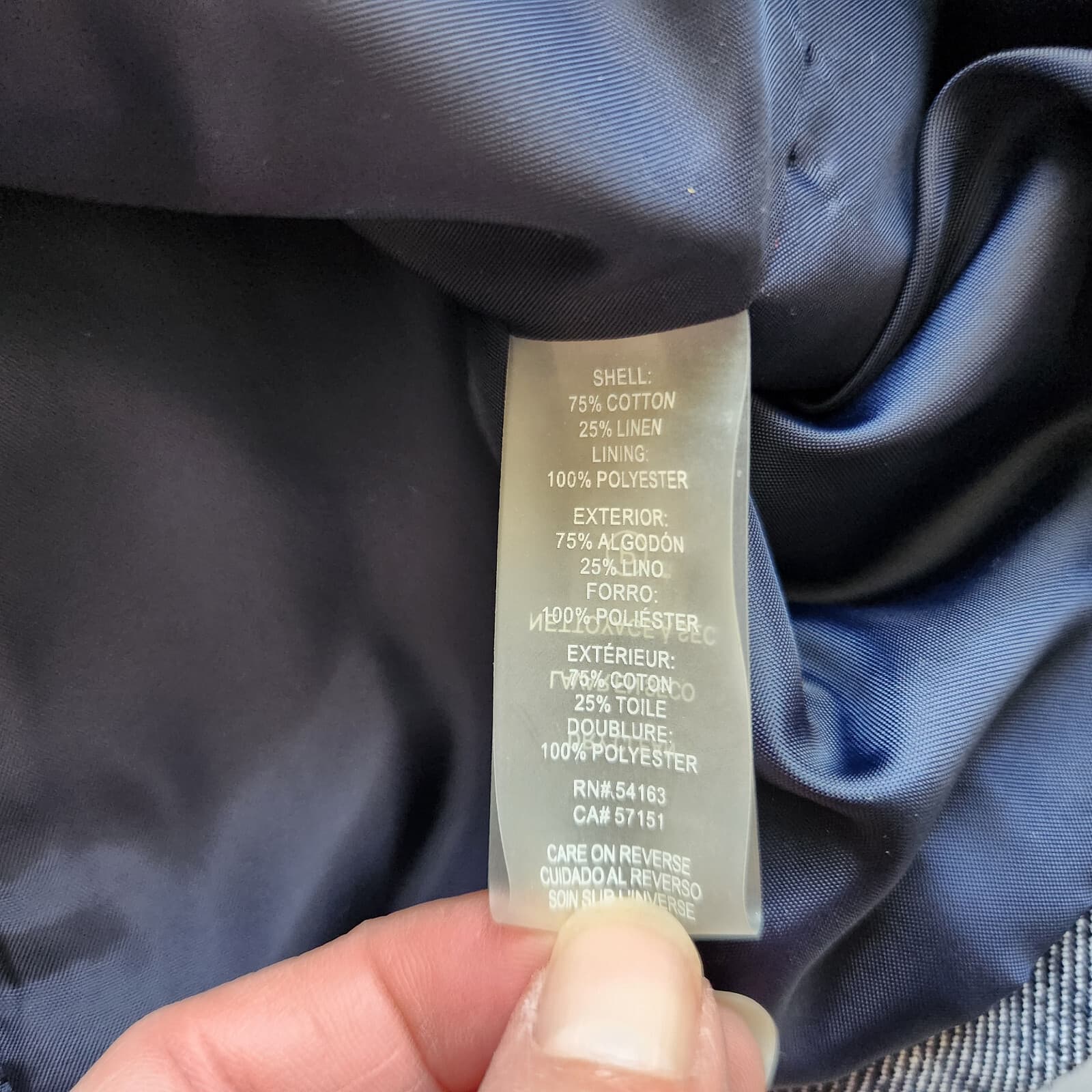 NWoT Karl Lagerfeld Paris $189 Linen Cotton Double Breasted Blazer Blue Sz.12 - Thumbnail 11