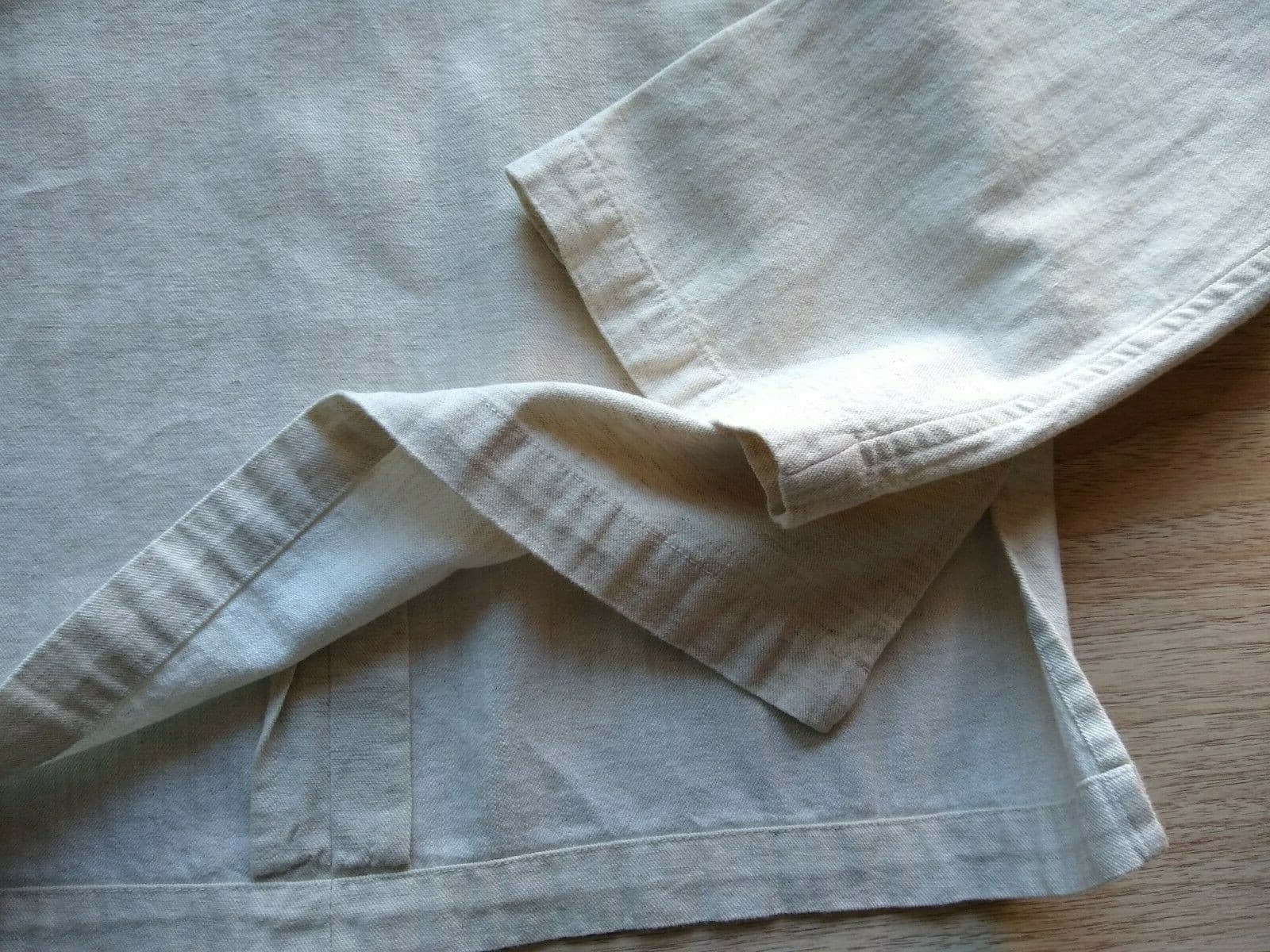 BLDWN Winters Cotton Linen Blend Top Blouse Pullover Long Sleeve Cream Sz.M - Thumbnail 6