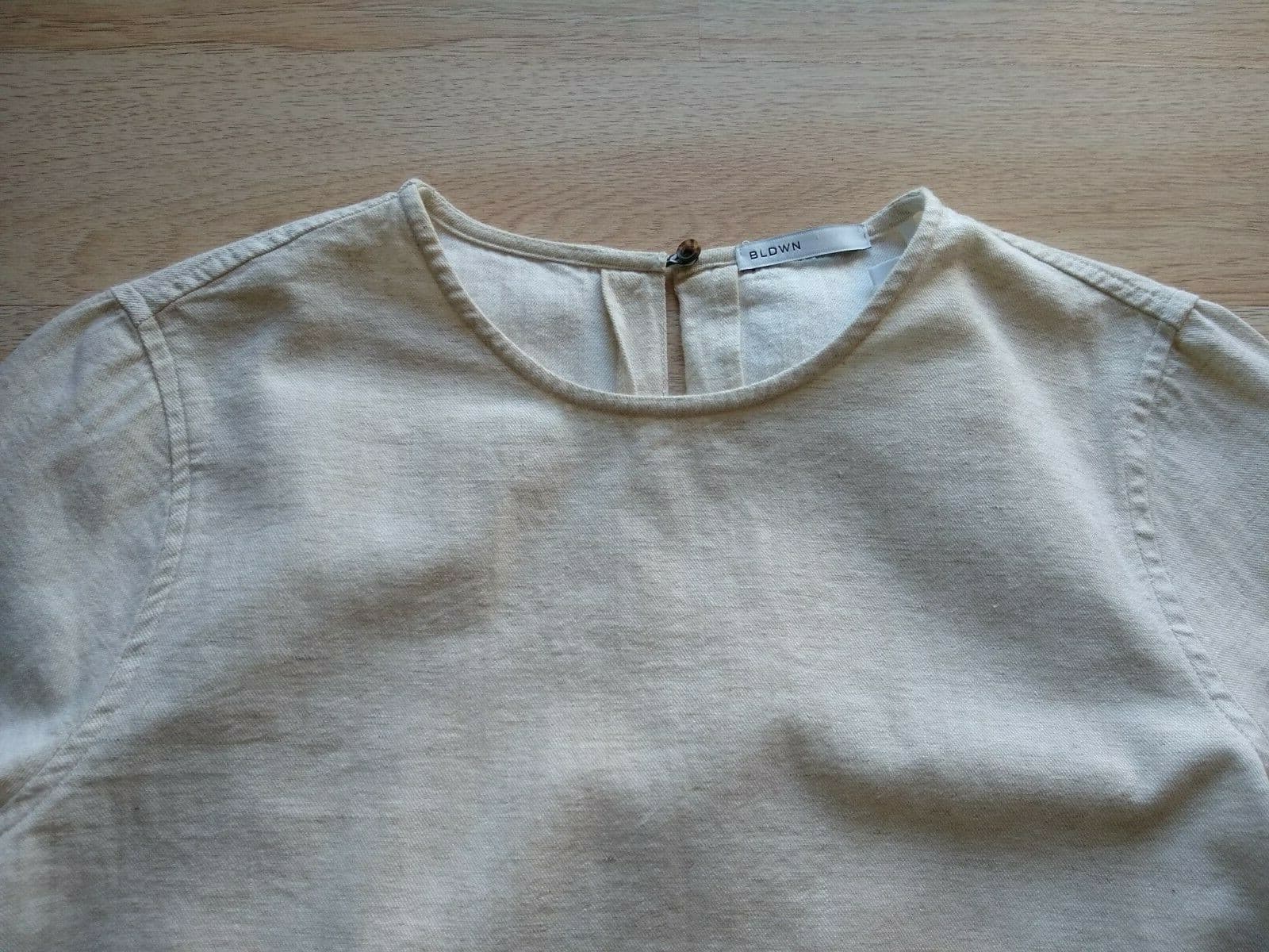 BLDWN Winters Cotton Linen Blend Top Blouse Pullover Long Sleeve Cream Sz.M - Thumbnail 7
