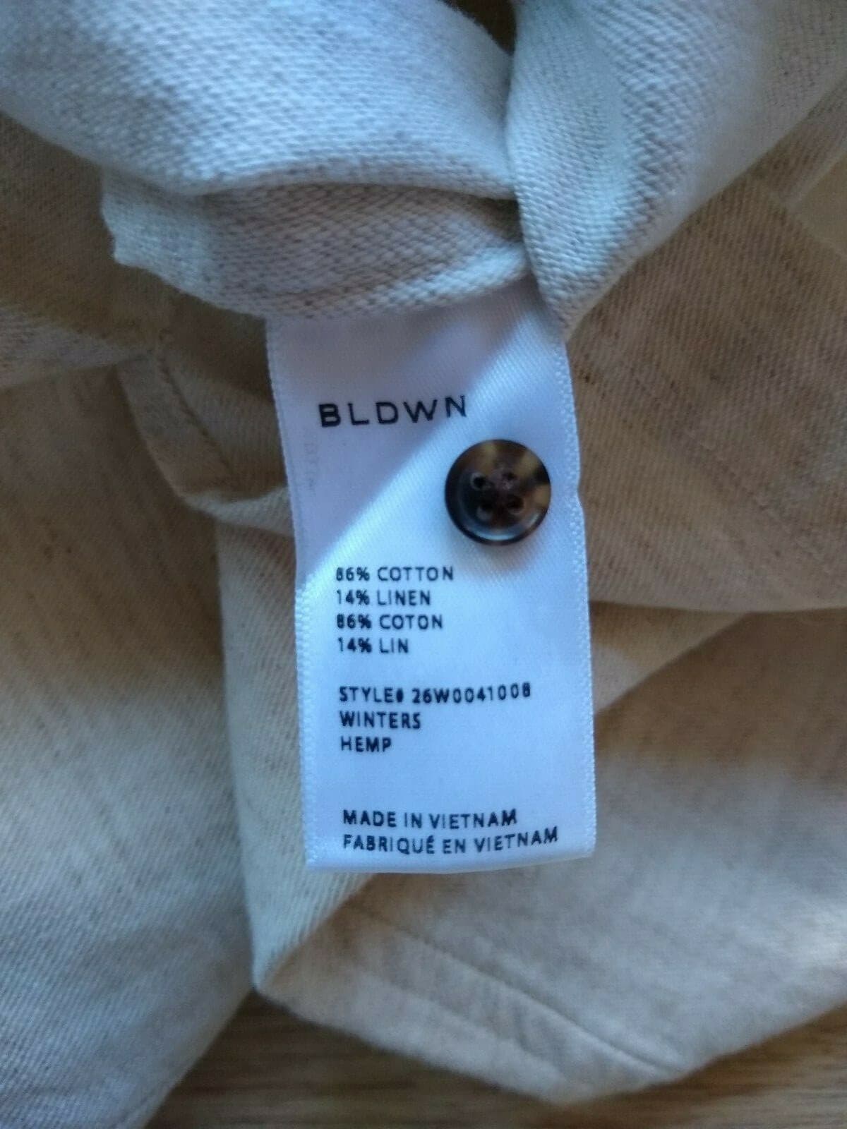 BLDWN Winters Cotton Linen Blend Top Blouse Pullover Long Sleeve Cream Sz.M - Thumbnail 9