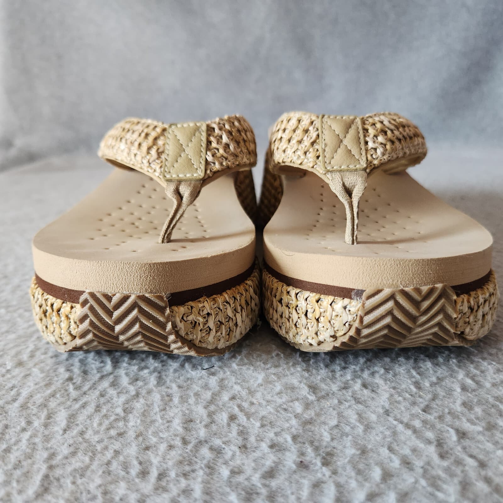VOLATILE Island Woven Raffia Platform Wedge Sandals Thong Natural Beige US8 - Thumbnail 7