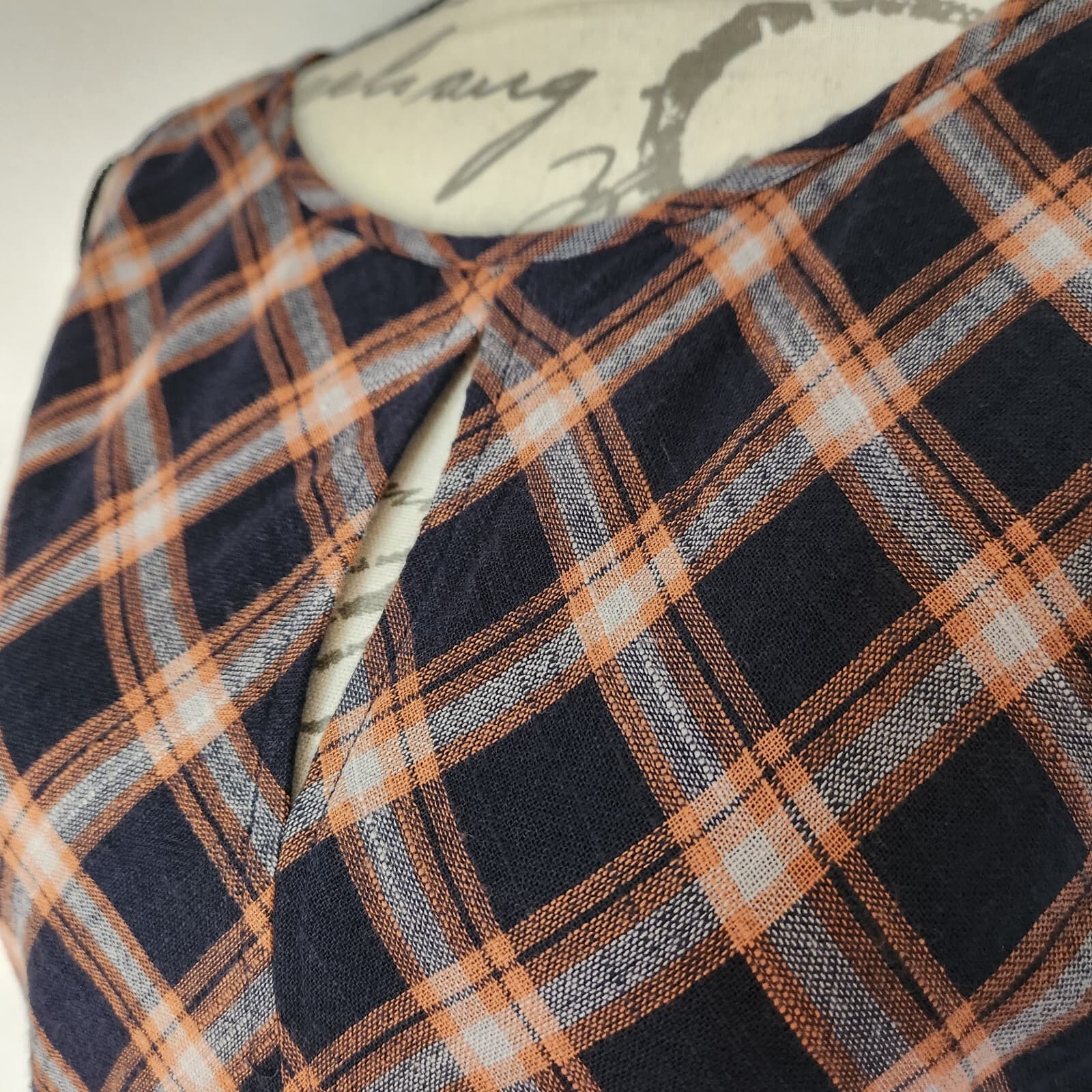 Sundance Town & Country Plaid Dress Bias Cut Asymmetrical Hem Blue Brown Sz.6 - Thumbnail 3