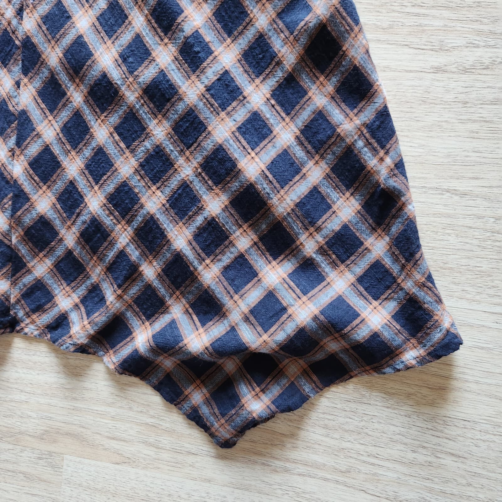 Sundance Town & Country Plaid Dress Bias Cut Asymmetrical Hem Blue Brown Sz.6 - Thumbnail 9