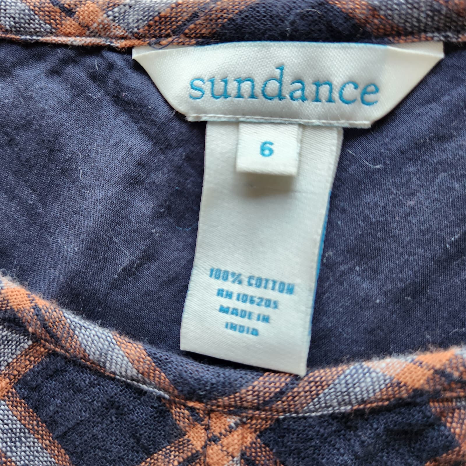 Sundance Town & Country Plaid Dress Bias Cut Asymmetrical Hem Blue Brown Sz.6 - Thumbnail 11