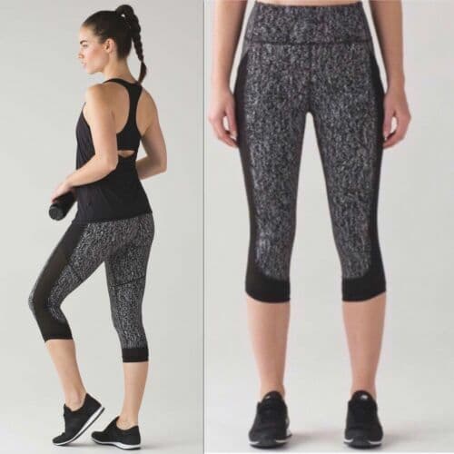 Lululemon Women Fit Physique Mesh Crops Suited Jacquard Black Pocket Waist 24" - Thumbnail 6