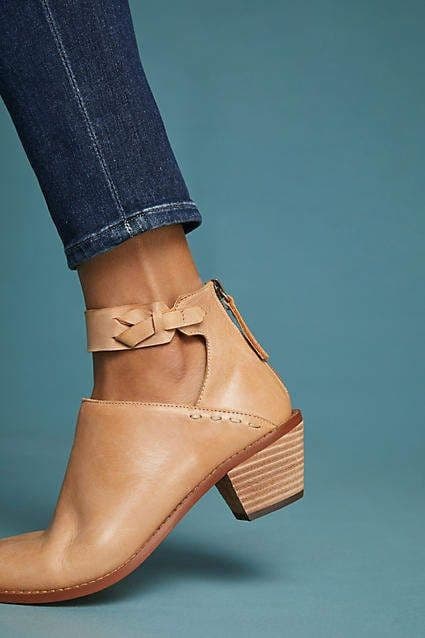 Kelsi Dagger Brooklyn Kadeeja Tan Leather Ankle Boots Zipper 2" Stacked Heel US7 - Thumbnail 5