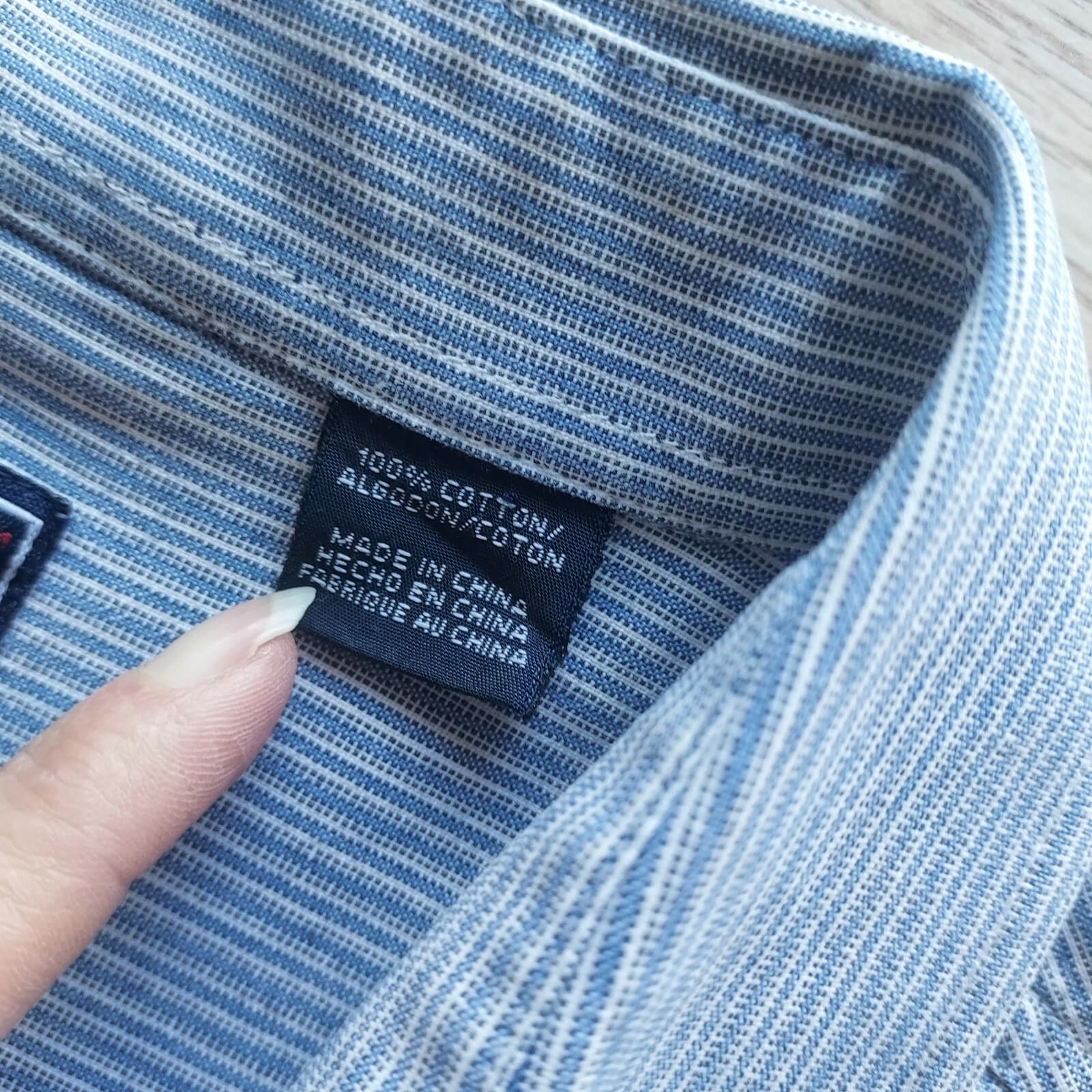 ROPER Western Shirt Button Long Sleeve Blue-White Striped 100% Cotton Men Sz.XL - Thumbnail 4