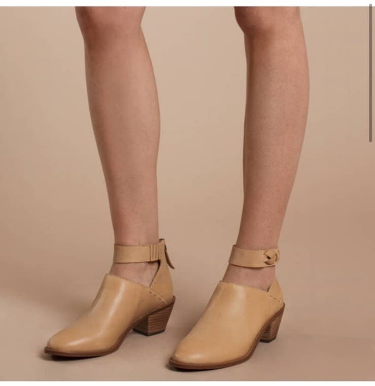Kelsi Dagger Brooklyn Kadeeja Tan Leather Ankle Boots Zipper 2" Stacked Heel US7 - Thumbnail 3