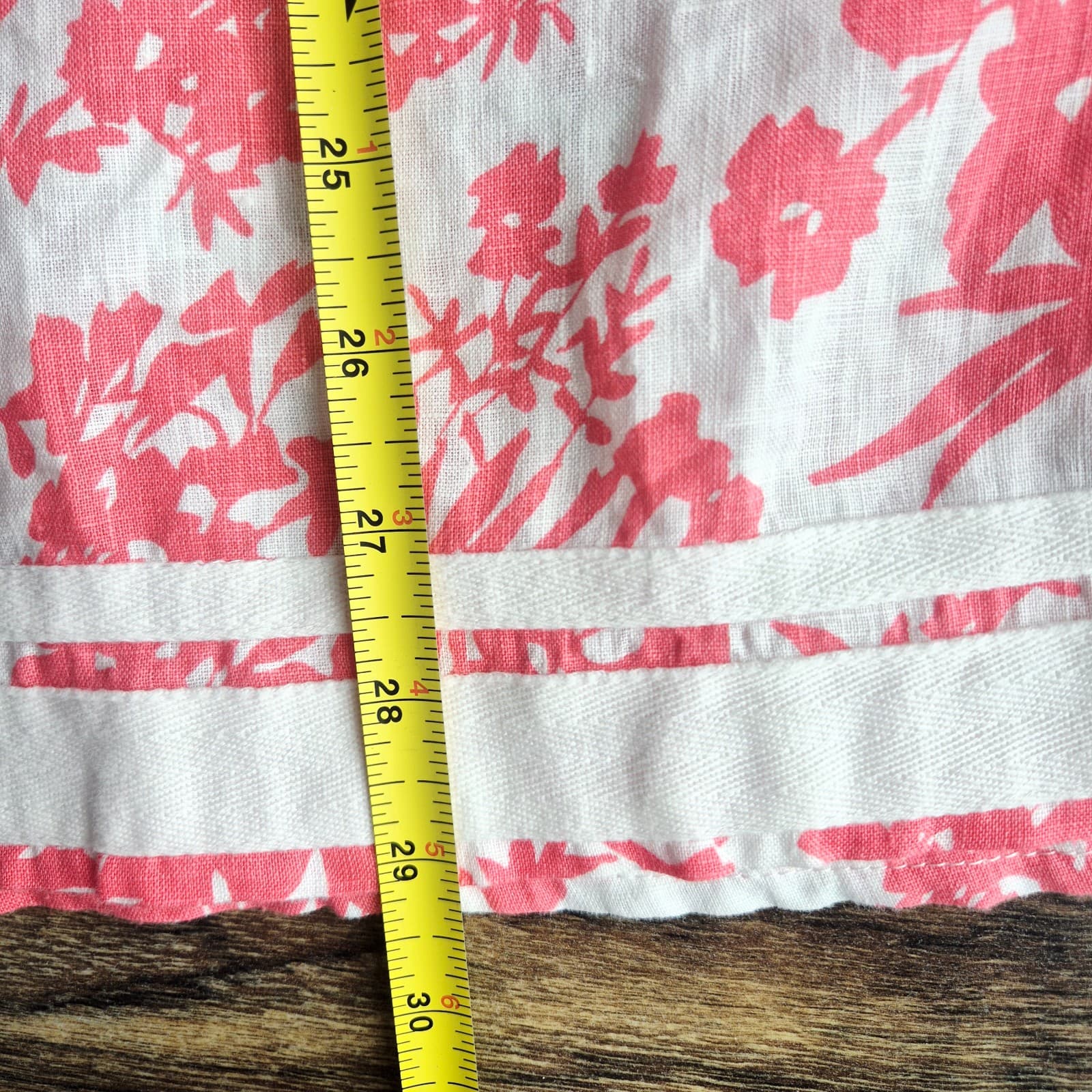 Malvin I Love Linen Pink Floral Tunic Blouse Popover V-Neck Long Sleeve Size M - Thumbnail 14