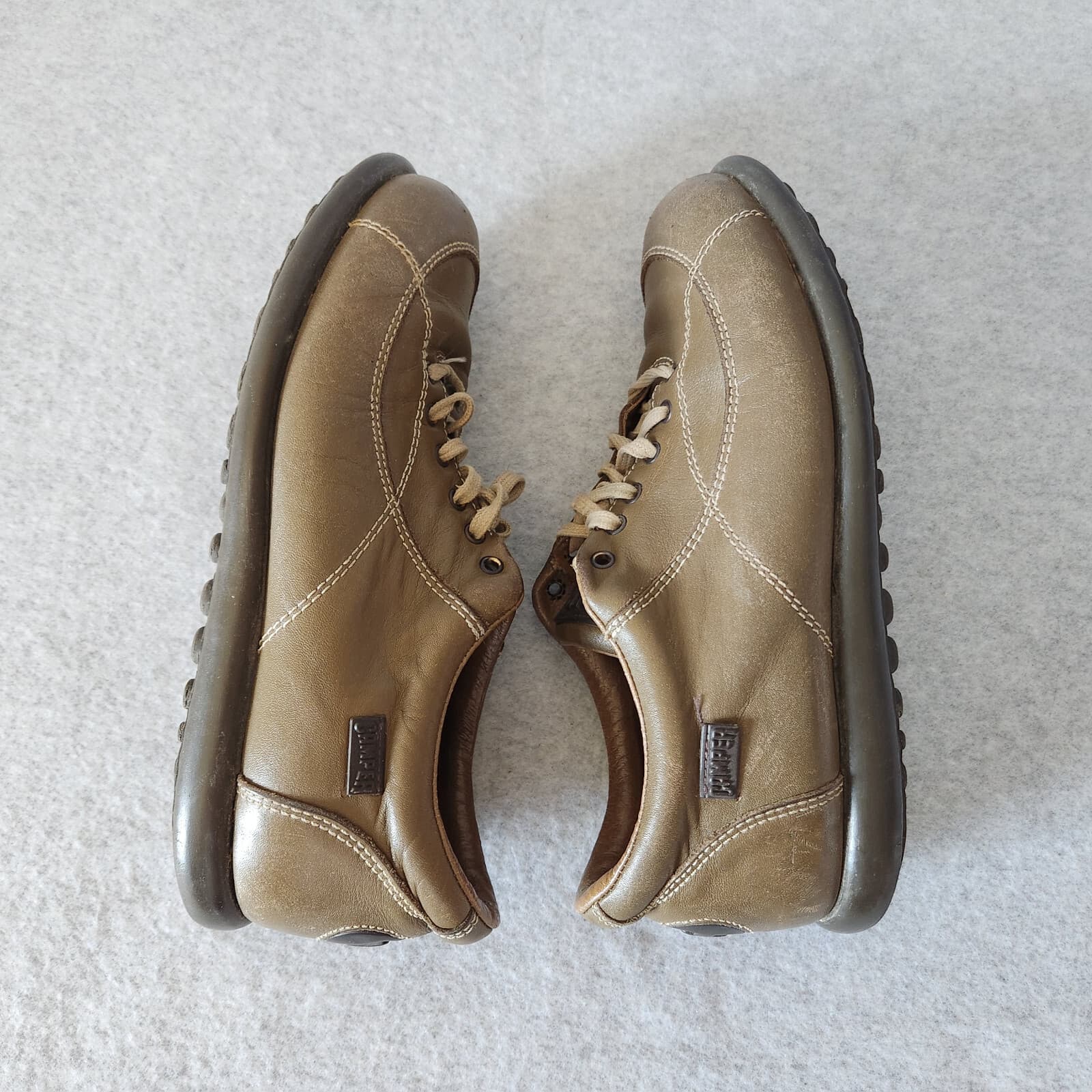 Camper Leather Comfort Sneakers Shoes Lace-Up Olive Green Women EU38 US7.5 - Thumbnail 3
