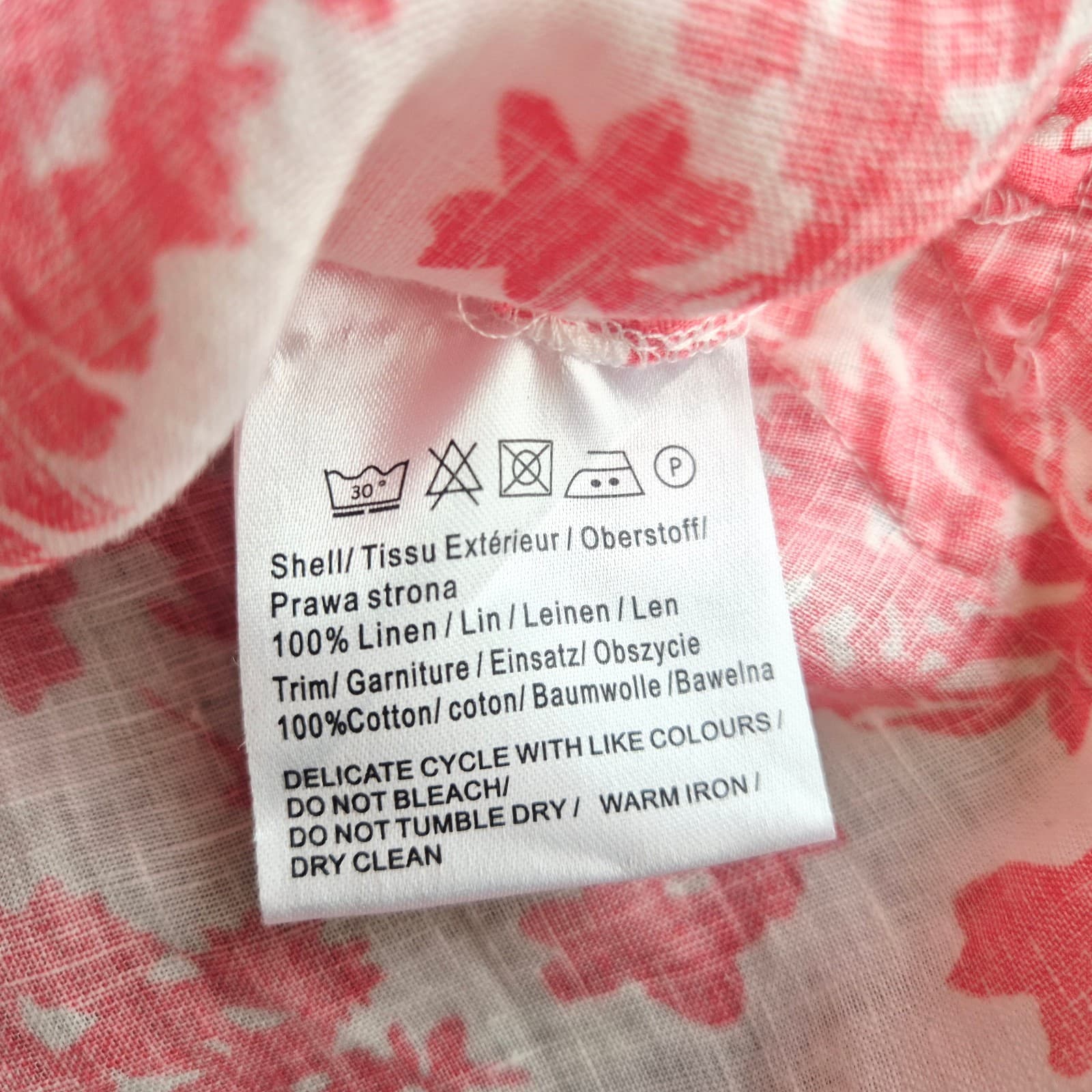 Malvin I Love Linen Pink Floral Tunic Blouse Popover V-Neck Long Sleeve Size M - Thumbnail 11