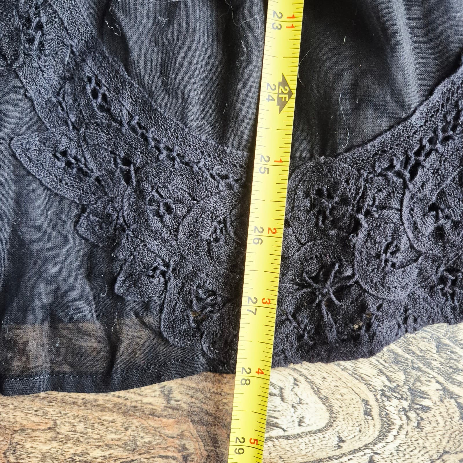 Lithe Anthropologie Floral Embroidered Lace Babydoll Sleeveless Top Black Sz.6 - Thumbnail 9