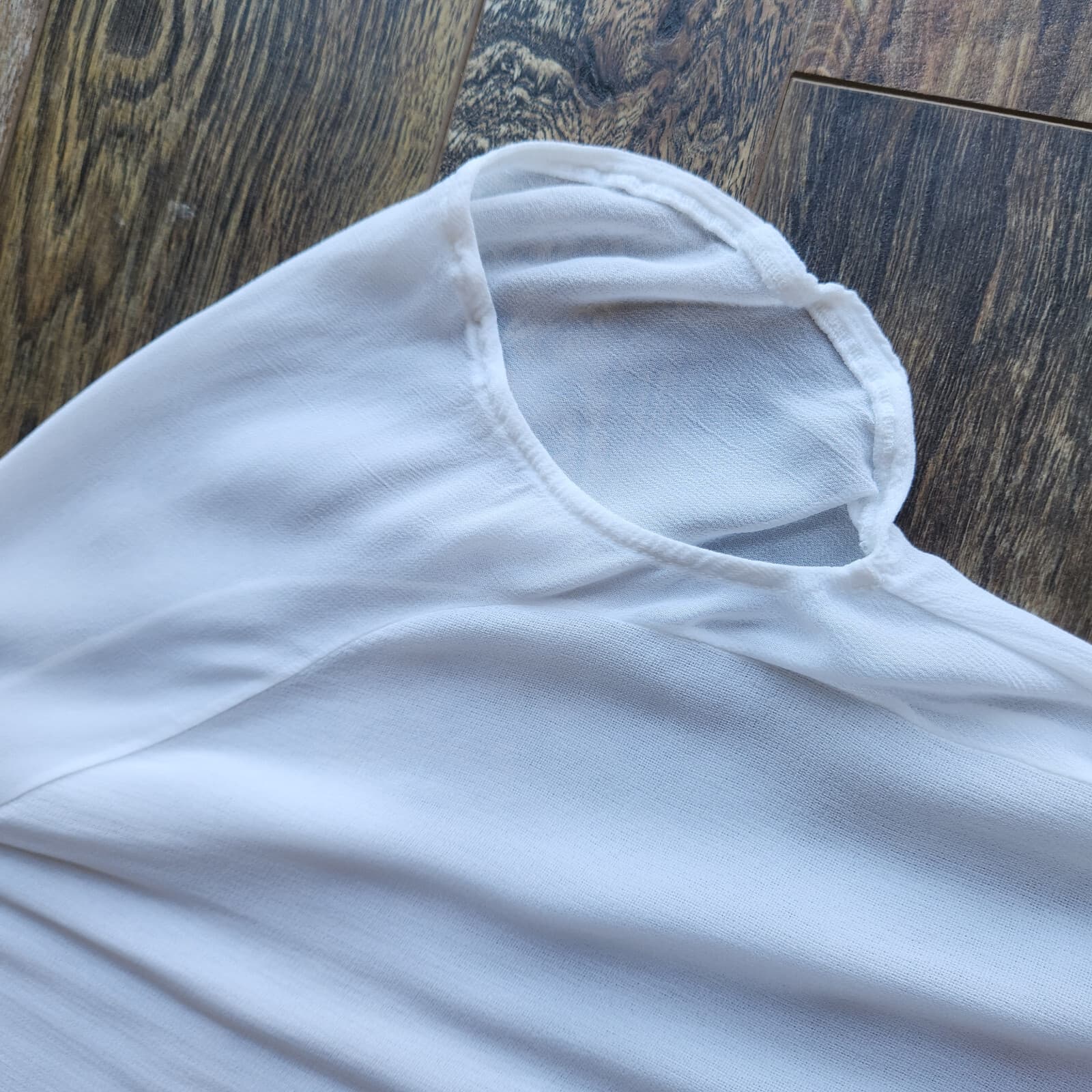 Transit Par Such Italy White Sheer Chiffon Drop-Shoulder Shirt Button-Up Sz.2 - Thumbnail 7