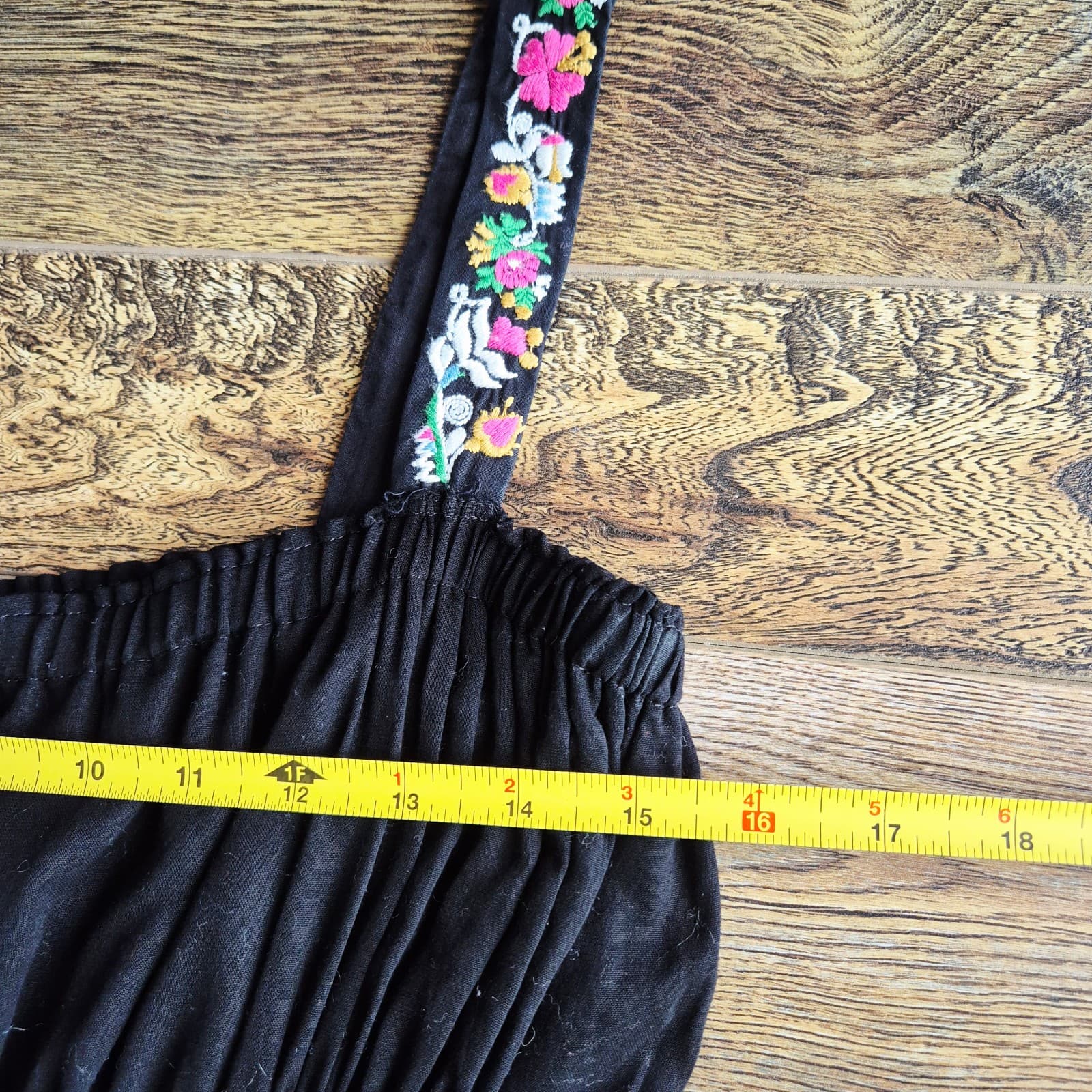 Lithe Anthropologie Floral Embroidered Lace Babydoll Sleeveless Top Black Sz.6 - Thumbnail 8