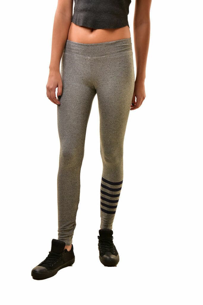 Sundry Women Yoga Pants Legging Pull-On Stripped Gray Viscose Sz.O Made in USA - Thumbnail 4