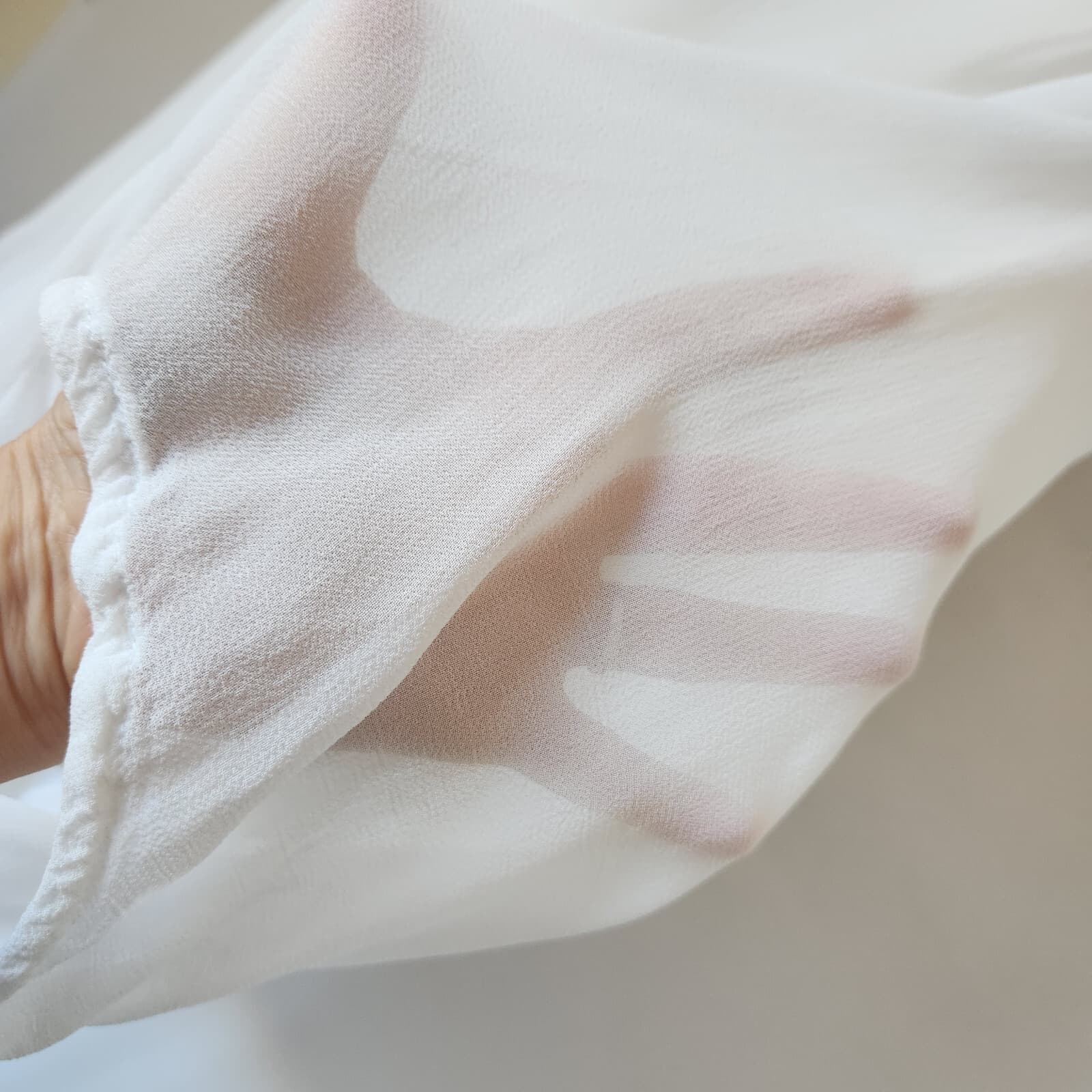 Transit Par Such Italy White Sheer Chiffon Drop-Shoulder Shirt Button-Up Sz.2 - Thumbnail 5