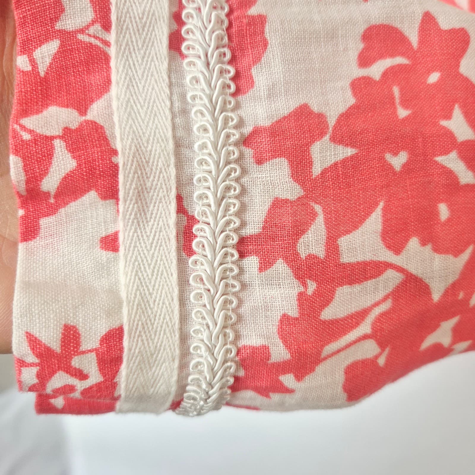 Malvin I Love Linen Pink Floral Tunic Blouse Popover V-Neck Long Sleeve Size M - Thumbnail 6