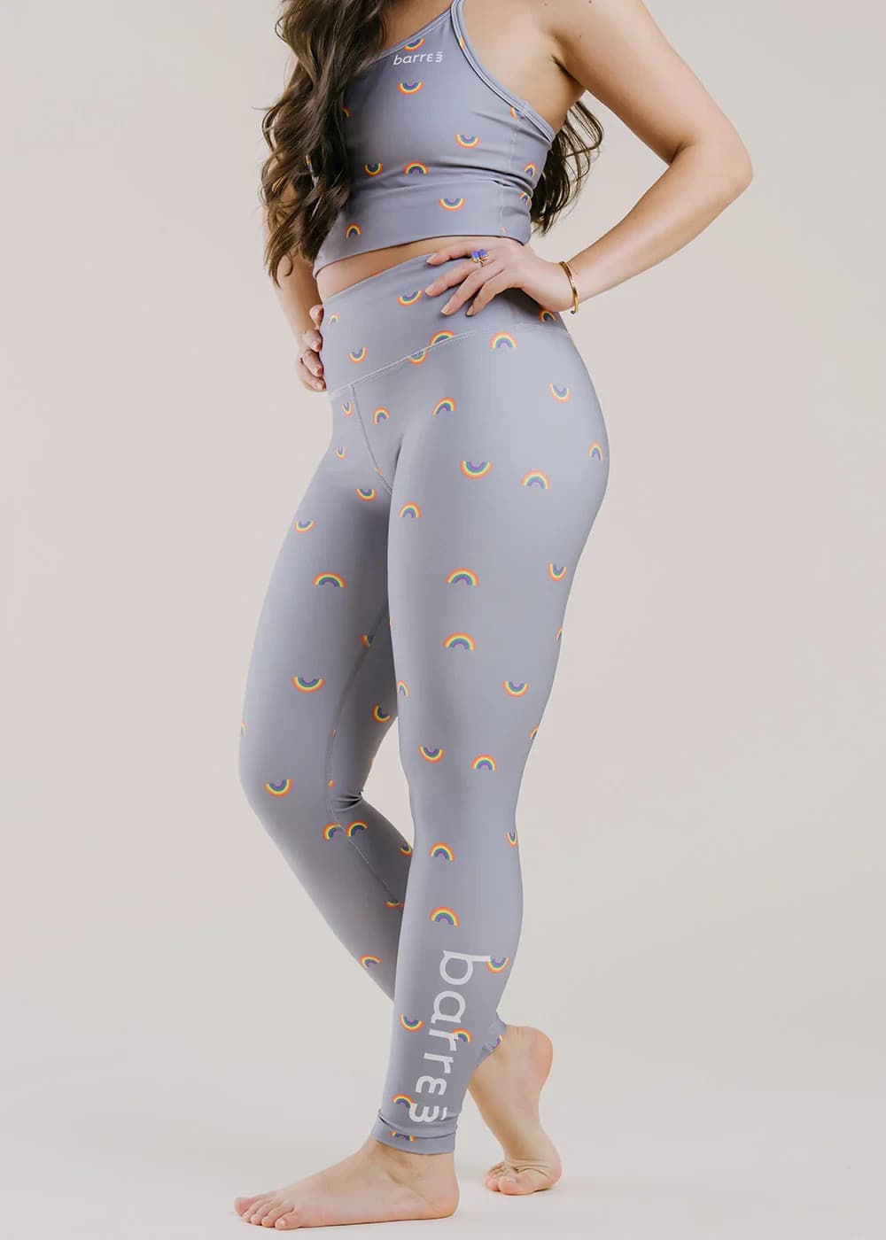 Beyond Yoga x Barre3 Rainbow Printed High Waist Legging Grey Sz.S Made in USA - Thumbnail 10
