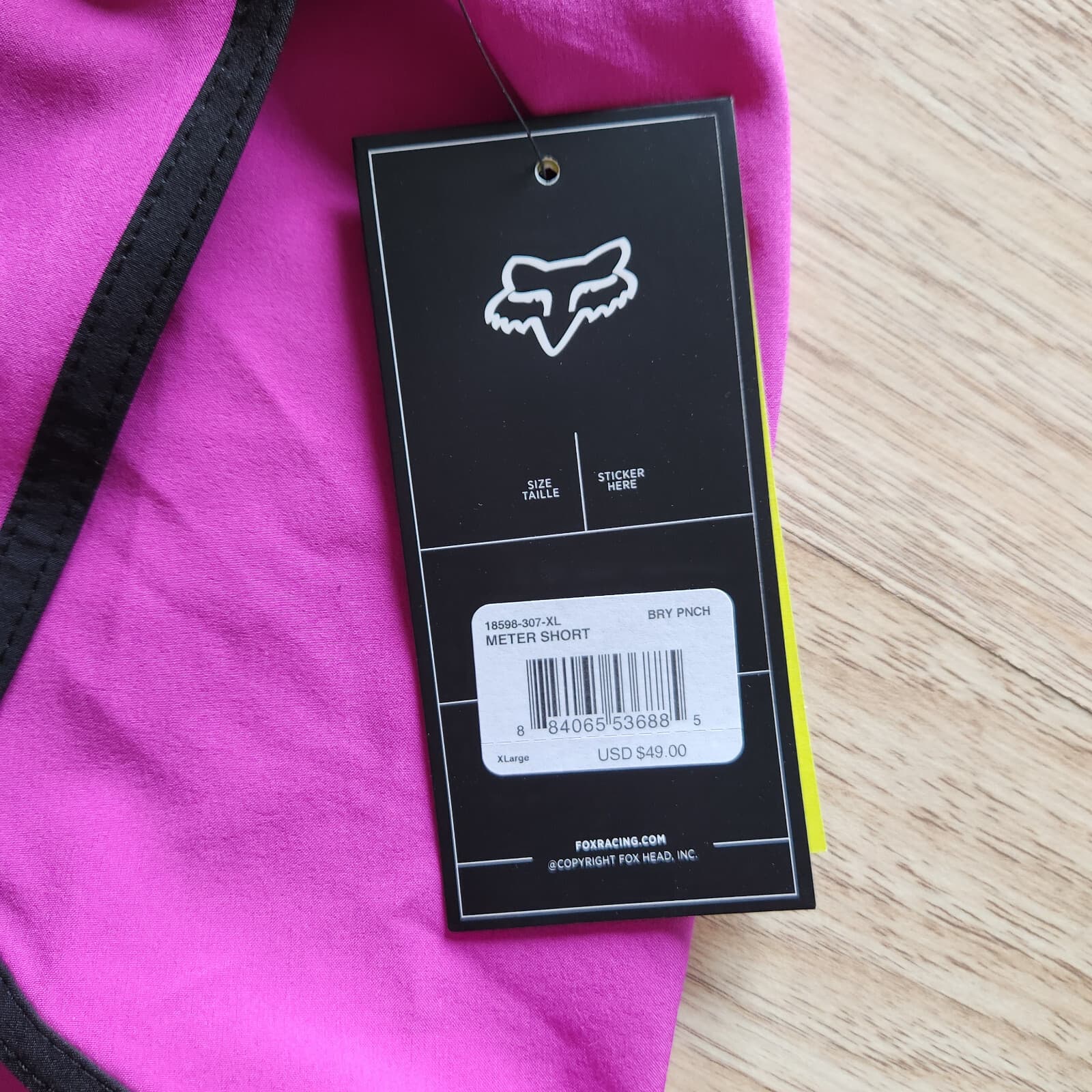 NWT FOX Head Athletic Meter Shorts Pull-On Zip-Pocket Berry Punch Women XL $49 - Thumbnail 6