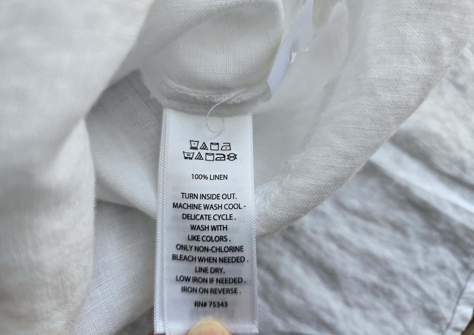 TAHARI Linen Lagenlook Long-Tunic Button-Up Shirt Roll-Tap Sleeve White Womens M - Thumbnail 7