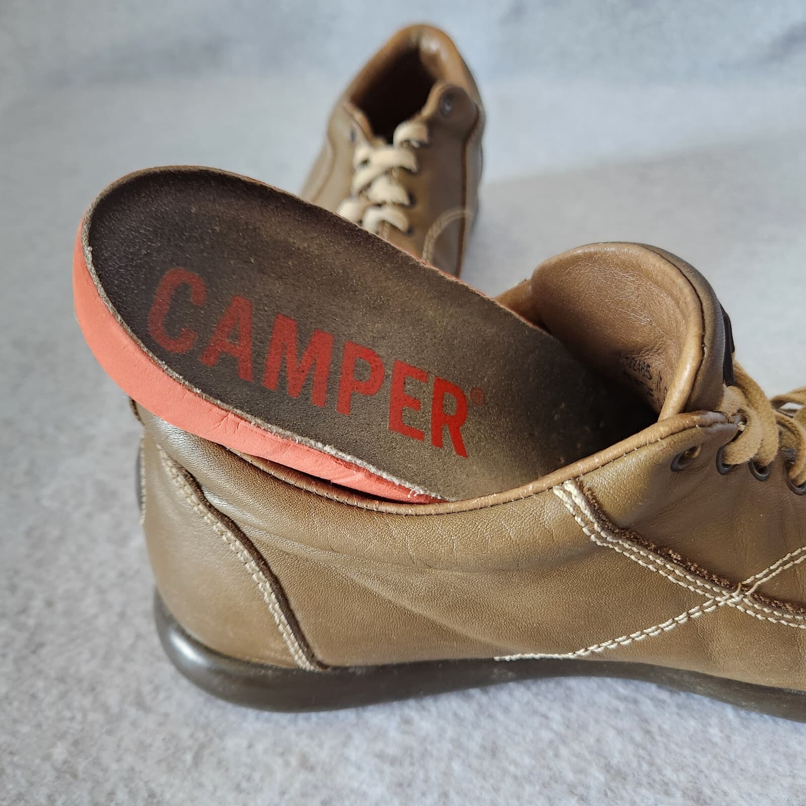Camper Leather Comfort Sneakers Shoes Lace-Up Olive Green Women EU38 US7.5 - Thumbnail 11